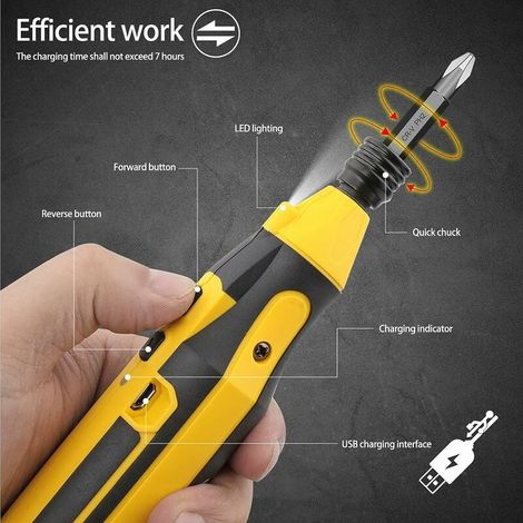 Laoa – Tournevis électrique sans fil 4V avec chargeur USB – Moteur Brushless – Détection de courant – Lampe LED intégrée pour espaces confinés — vue 4