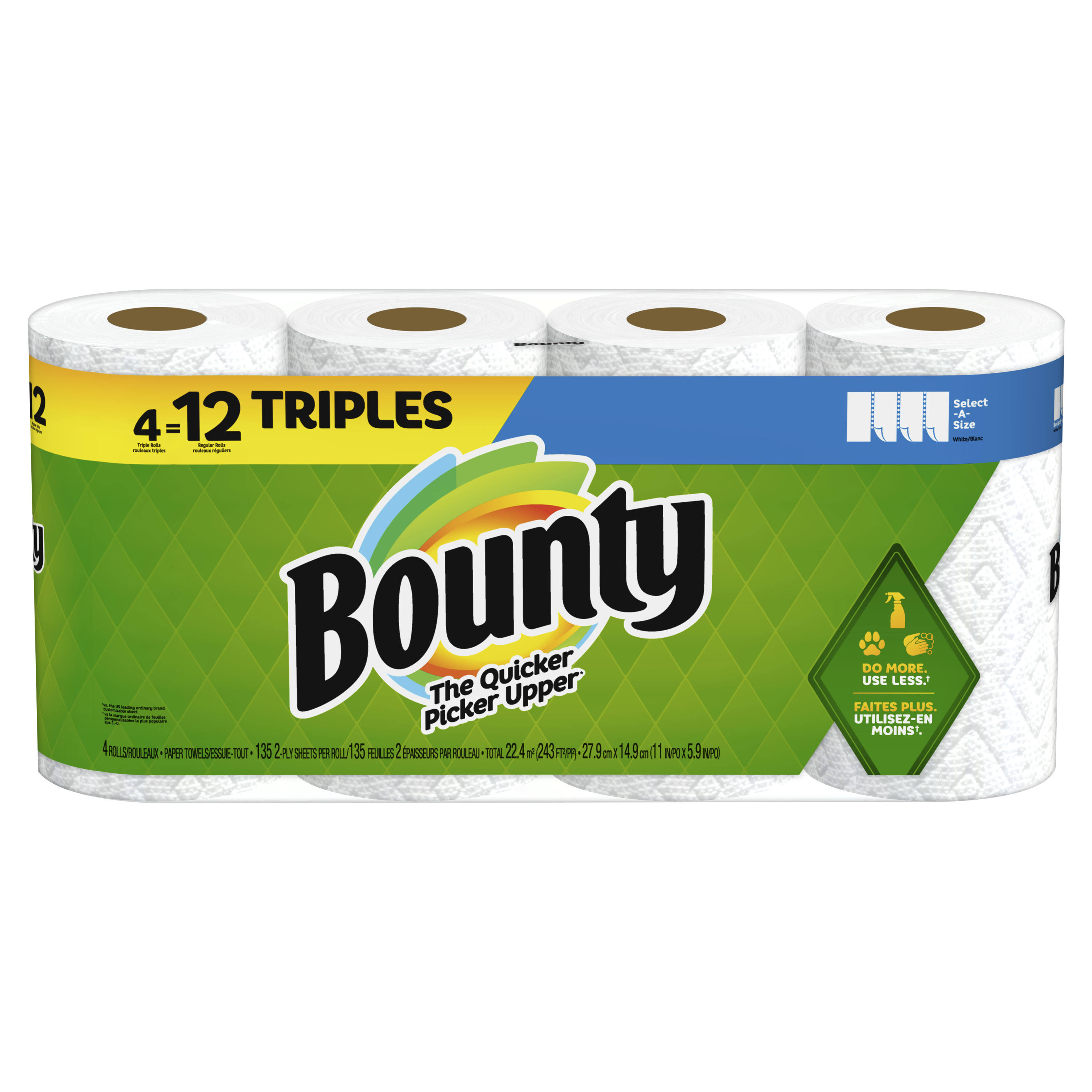 Bounty Select-A-Size Paper Towels | 4 Triple Rolls | White