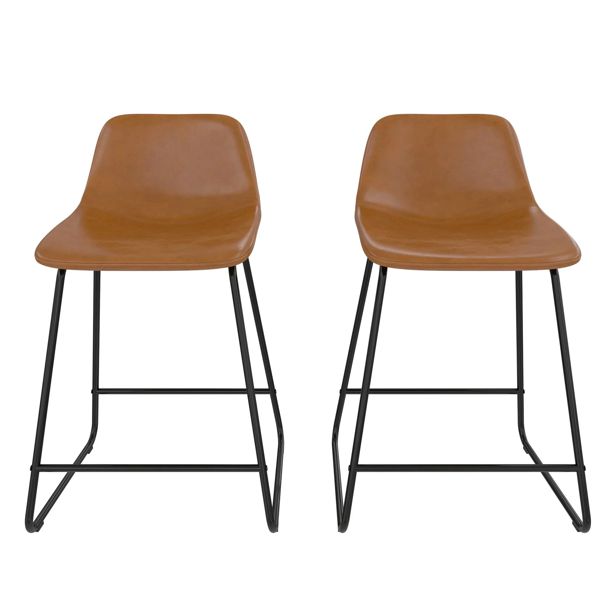 Better Homes & Gardens Scoop Counter Stool, Camel Faux Leather