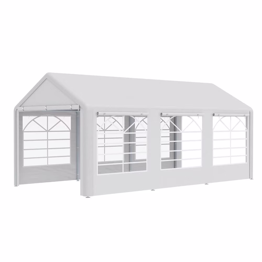 Topcobe 10' x 20' Heavy Duty Party Tent & Carport with Removable Sidewalls and Double Doors, Large Canopy Tent, Sun Shade Shelter, Outdoor Patio Canopy for Garden Backyard Parties, BBQ, White
