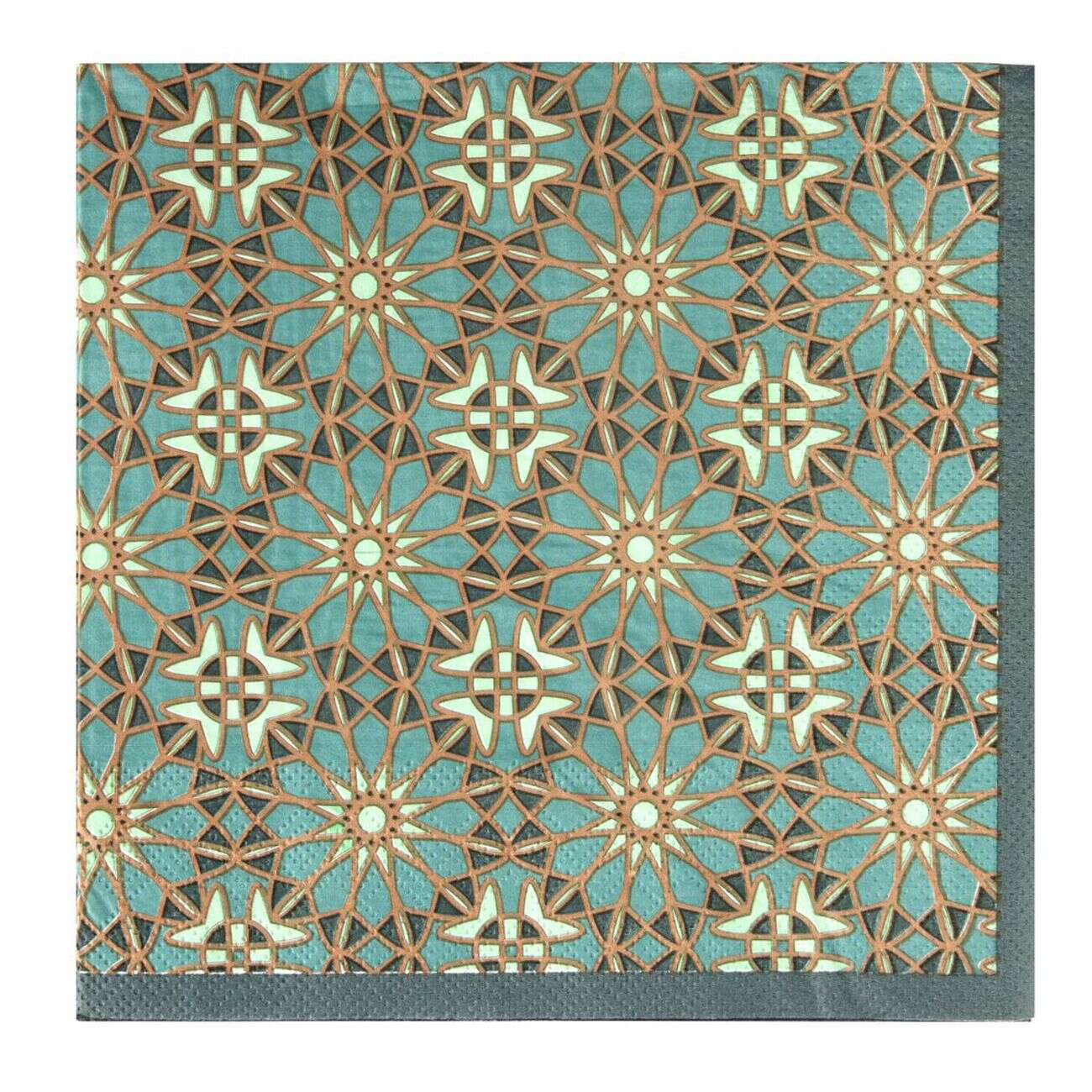 Serviette papier x20 carrée New Mirage arabesque vert et doré 33x33cm