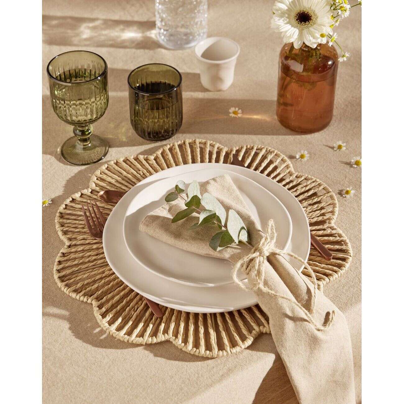 Verre bas 27cl en verre strié transparent vert Ø7,5xH9,5cm