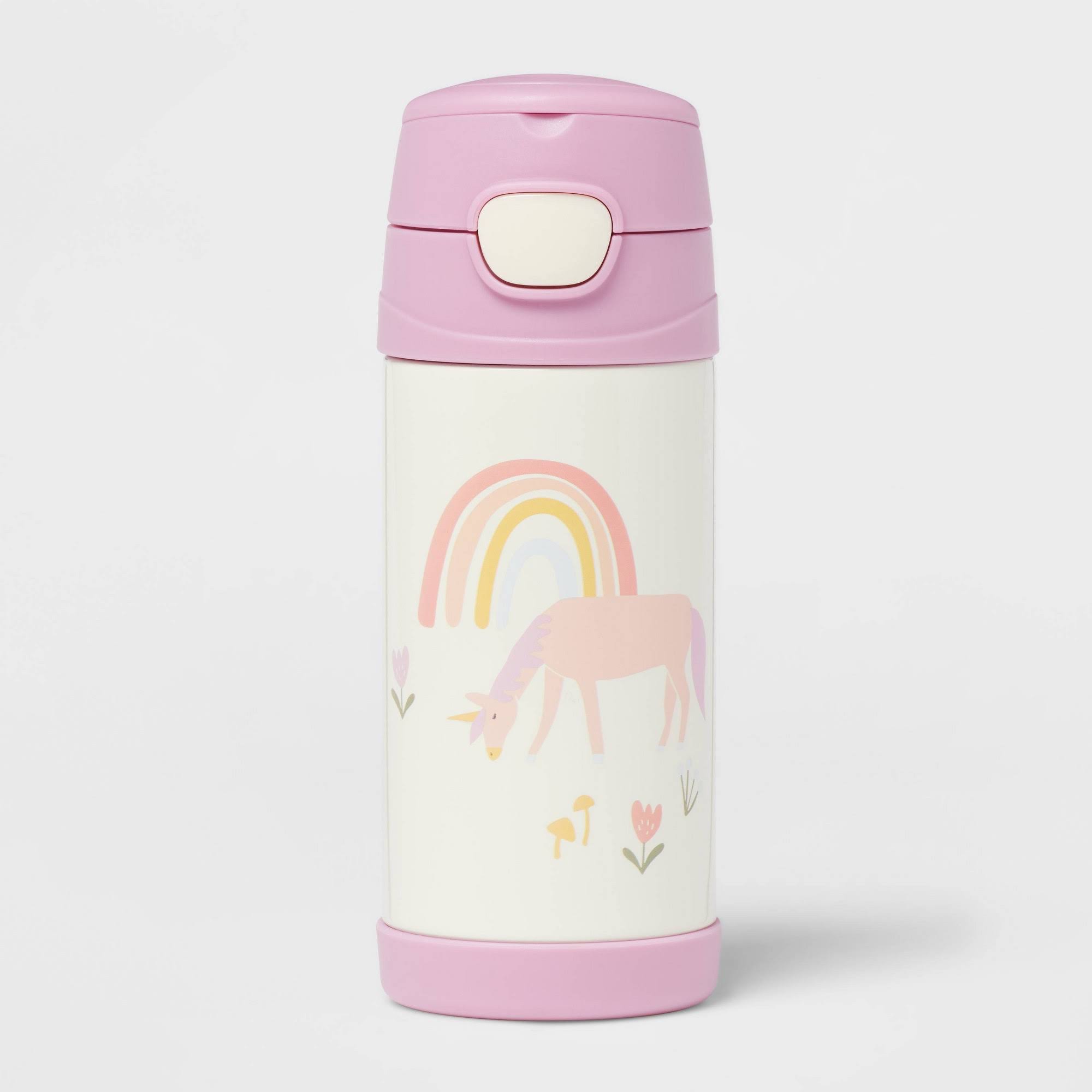 Kids' 12oz Stainless Steel Portable Drinkware Water Bottle Geometric Mint Green - Pillowfort