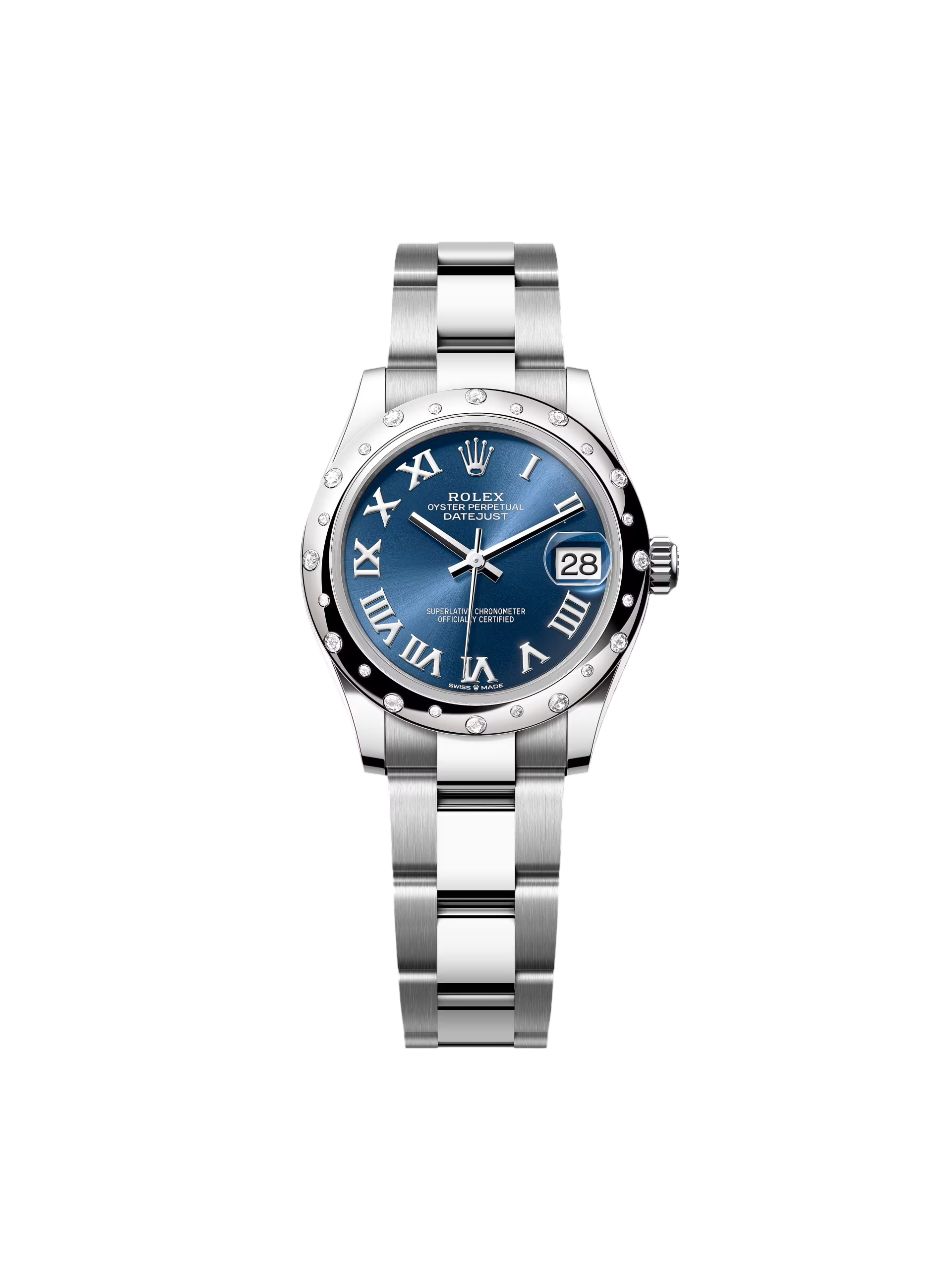 【Super Clone】RLX Datejust m278344-0035/0036 Bright Blue Dial 31mm Domed Diamond Oyster Watch