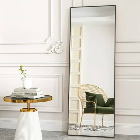 Beautypeak Full Length Mirror 58 inchx18 inch Rectangle Body Dressing Floor Mirrors, Black, Size: 58 x 18