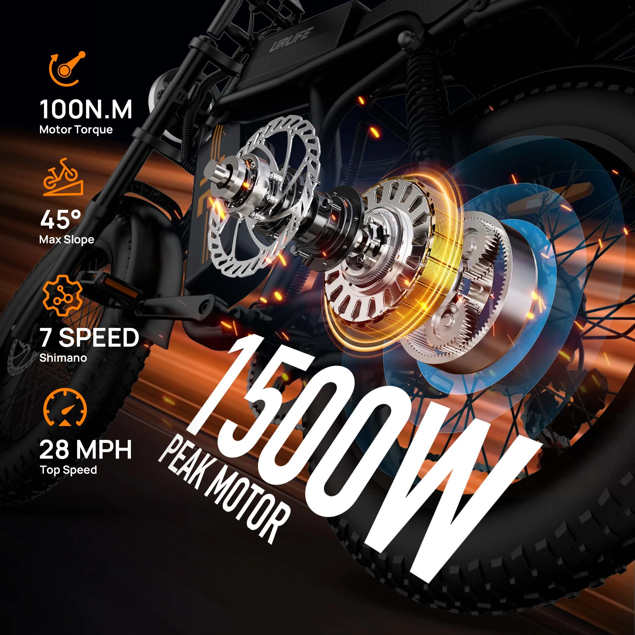 1500W Electric Bike for Adults,20"4.0 Fat Tire Ebike,48V 15.6Ah Removable Battery,7-Speed E-Mountain Bikes,All-Terrain Off-Road Electric Bicycle,UL2849 Certified(Black)(BLACK/standard) - Image 9