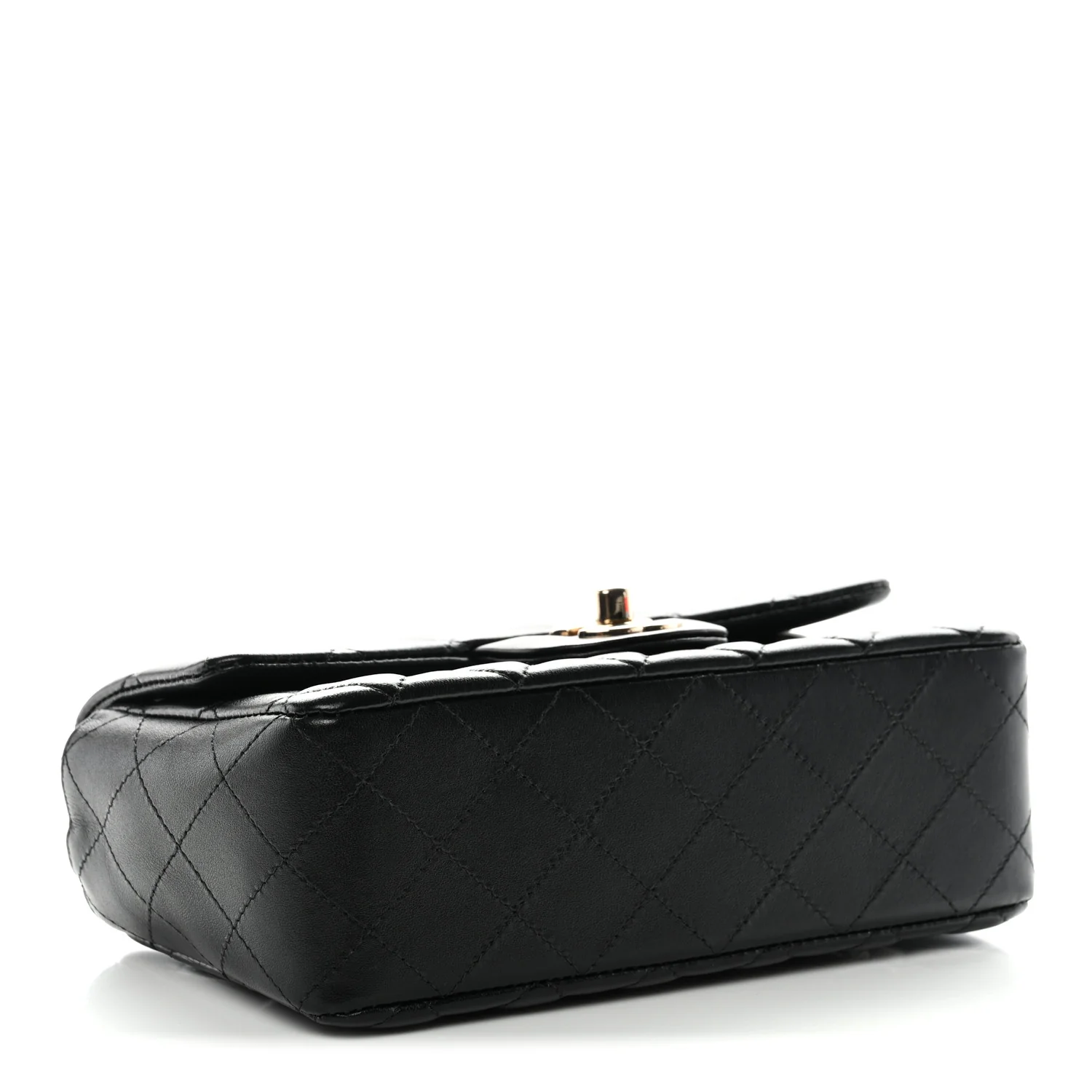 Lambskin Quilted Mini Rectangular Flap Black
