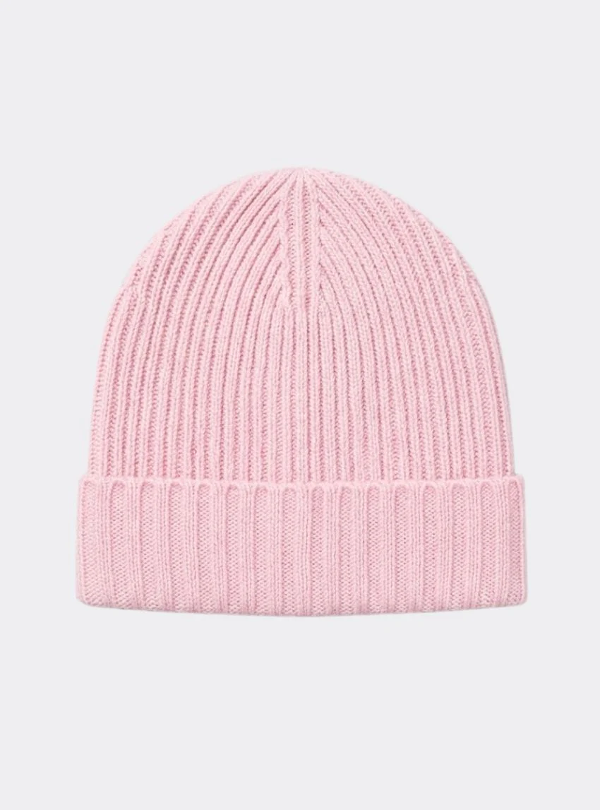 Bonnet femme en laine mérinos rose doux