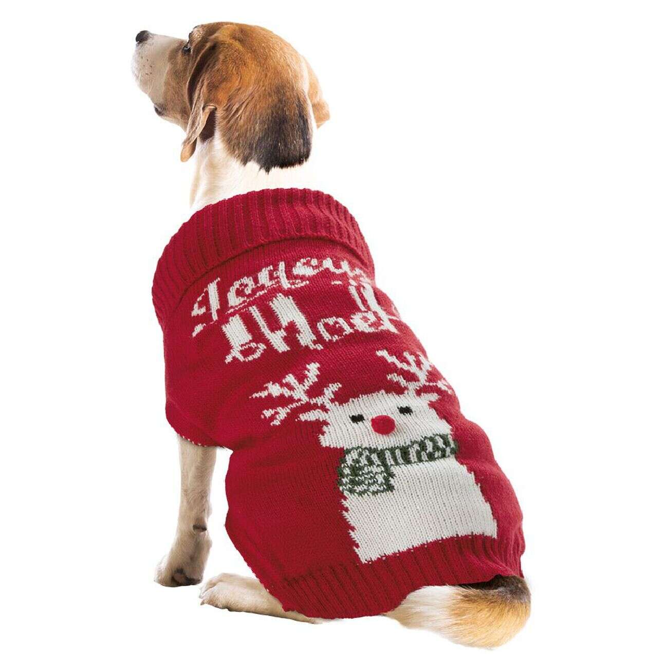 Pull renne de Noël pour chien avec pompon taille S
