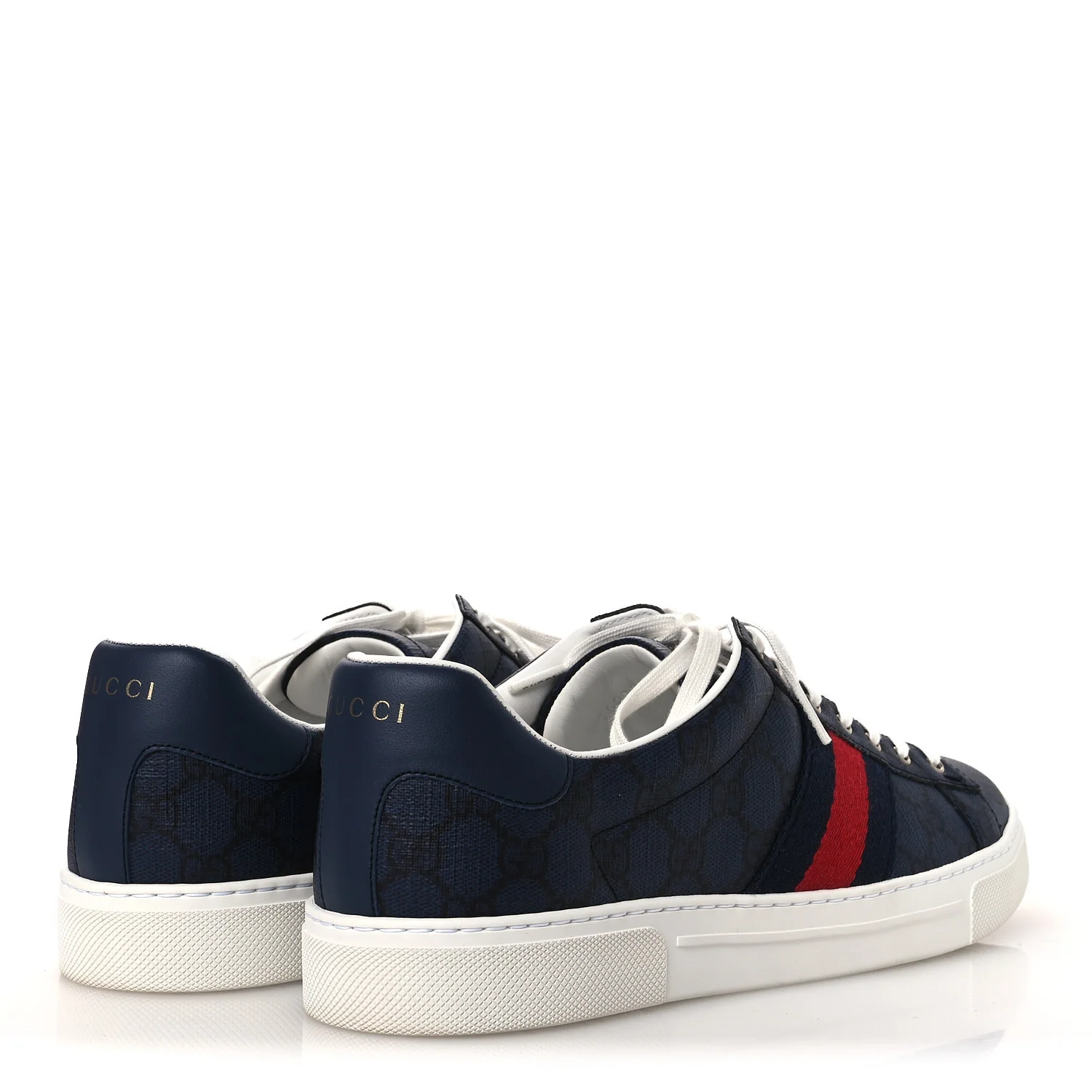GG Supreme Monogram Web Mens New Ace Sneakers 9.5 Dark Blue