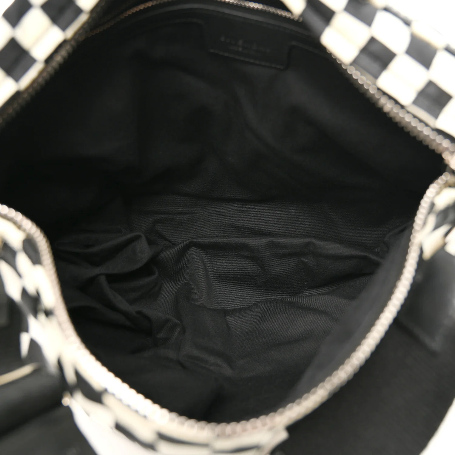 Nylon Checker Print Large Pandora Black White