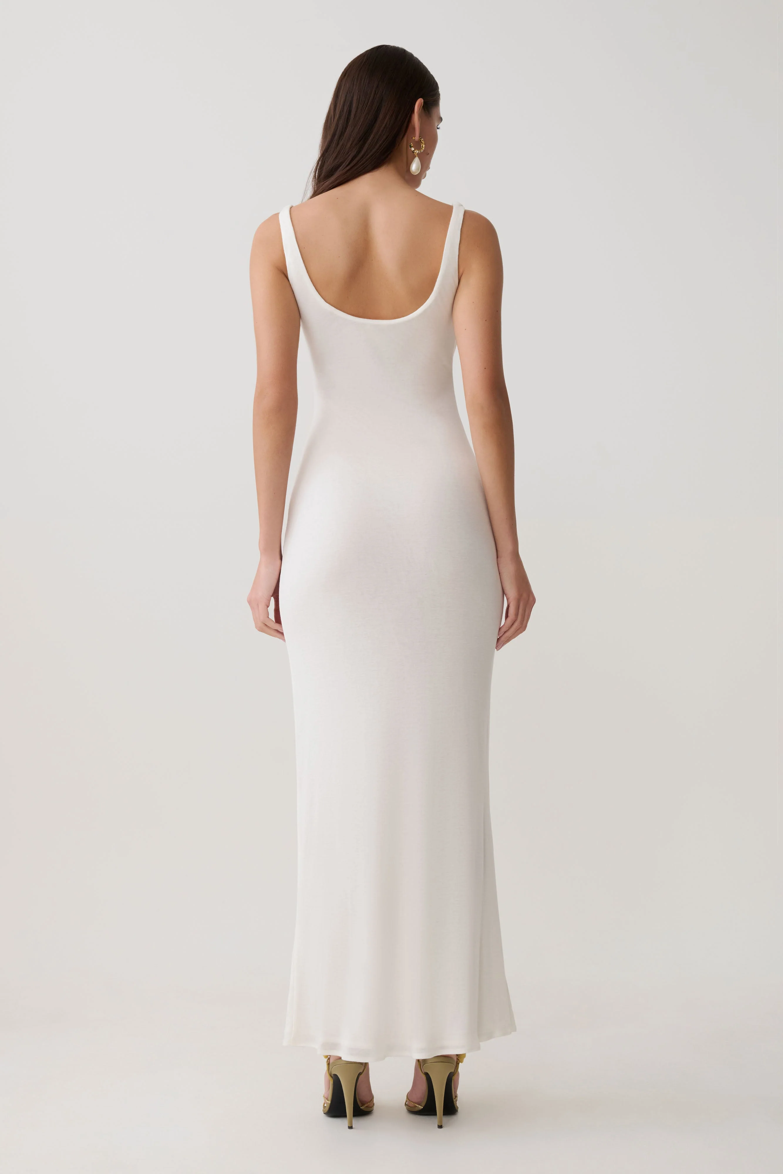 Gwenaelle Scoop Neck Jersey Maxi Dress - White