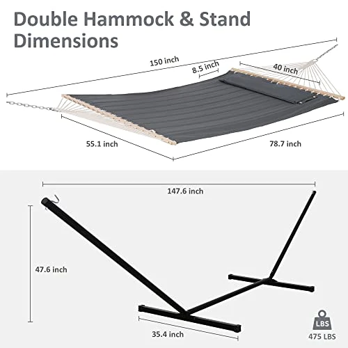 SUNCREAT 2 Person Hammock with Stand. 450 lbs Capacity