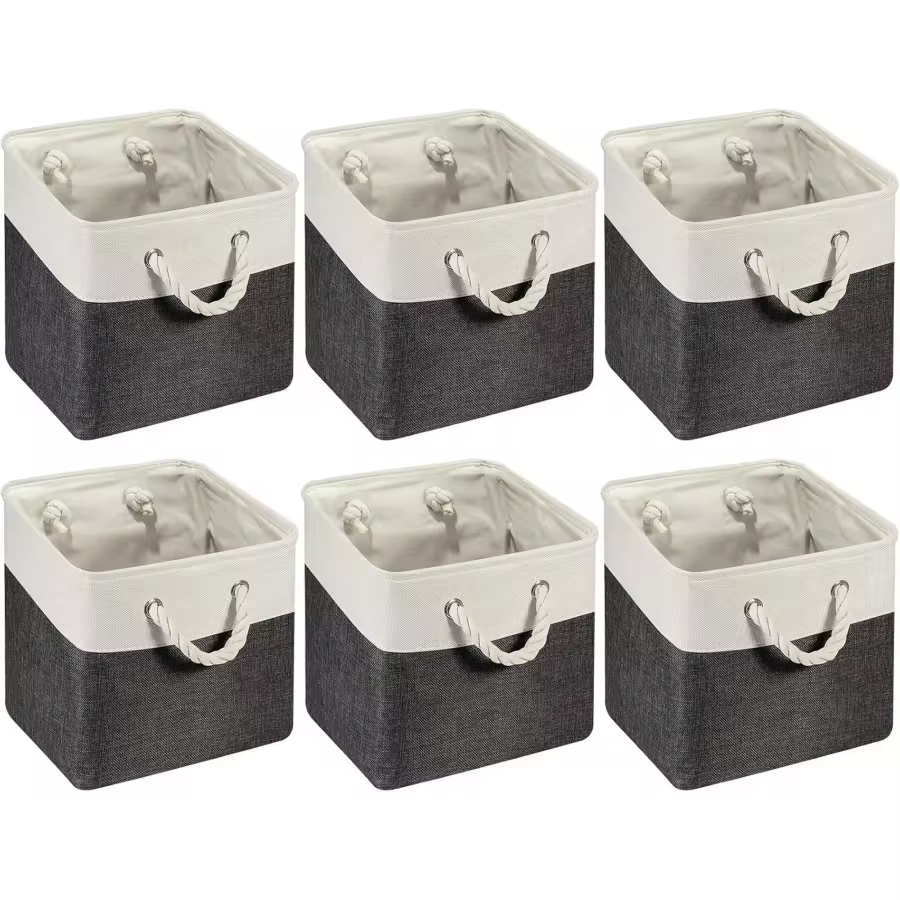 6 Pcs 11 X 11 Inch Cube Storage Bins Fabric Cube Storage Organizer Bins Foldable Storage Cube Baskets With Sturdy Carry Handles Multipurpose