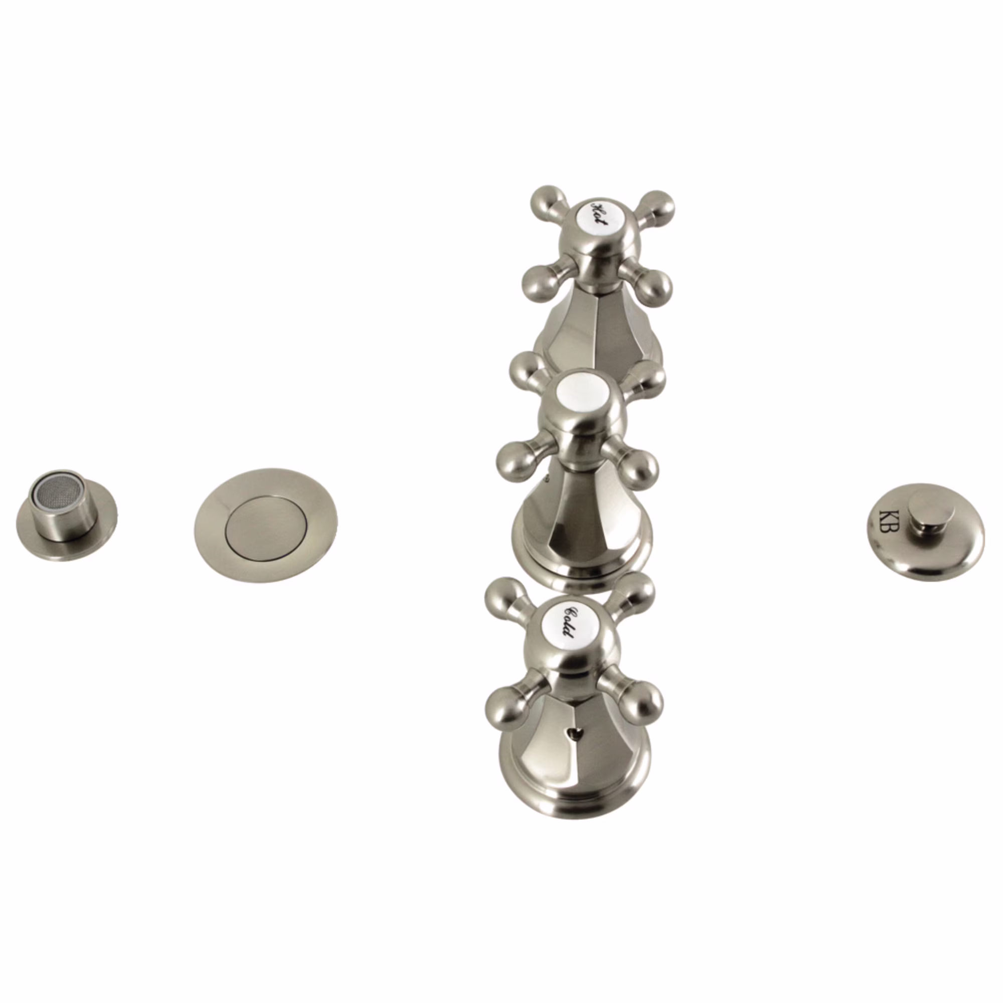 Kingston Brass KB320BX Metropolitan Three-Handle Bidet Faucet with Brass Pop-Up, Matte Black
