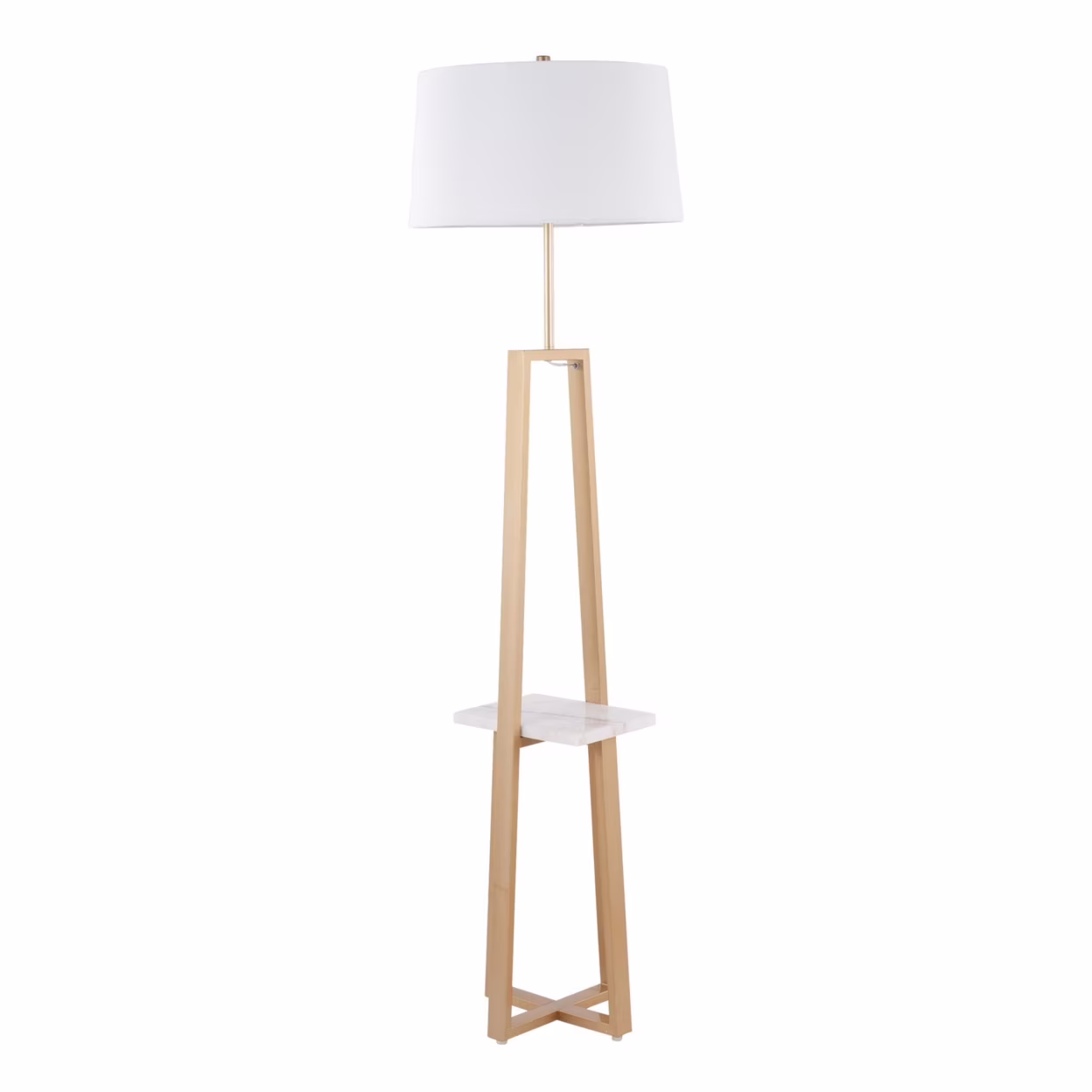 White Marble, Black Metal, Black Linen Cosmo Shelf Floor Lamp(19 x 19 x 68) - Image 3