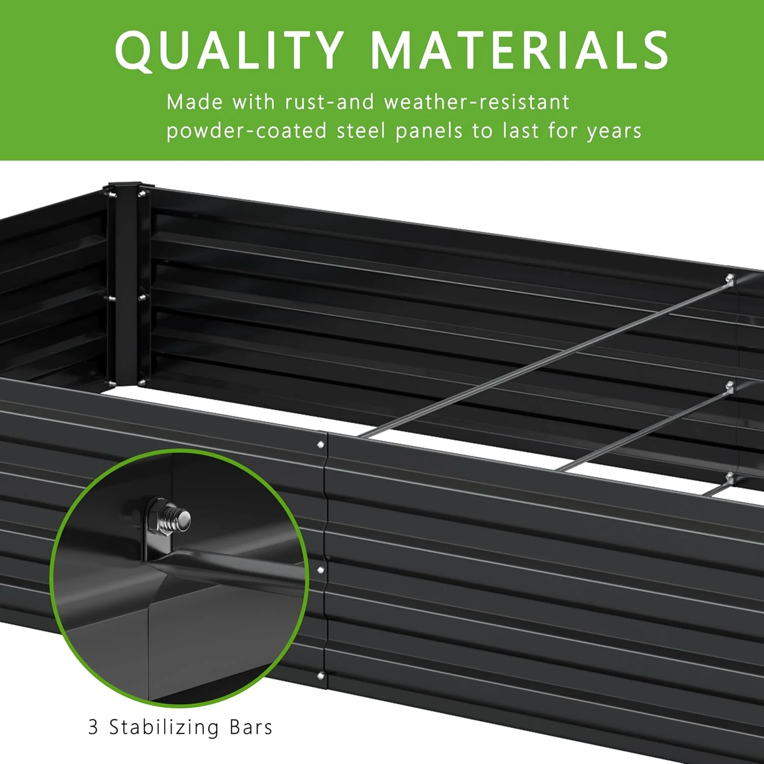 2PCS 12x4x1FT Galvanized Raised Garden Bed Kit,Vegetable Boxes-Rectangle Metal Flower Box,Large Planter Raised Beds Outdoor Garden for Planting,Fruit,Herb-Black(12x4x1(2PCS)/Black) - Image 5