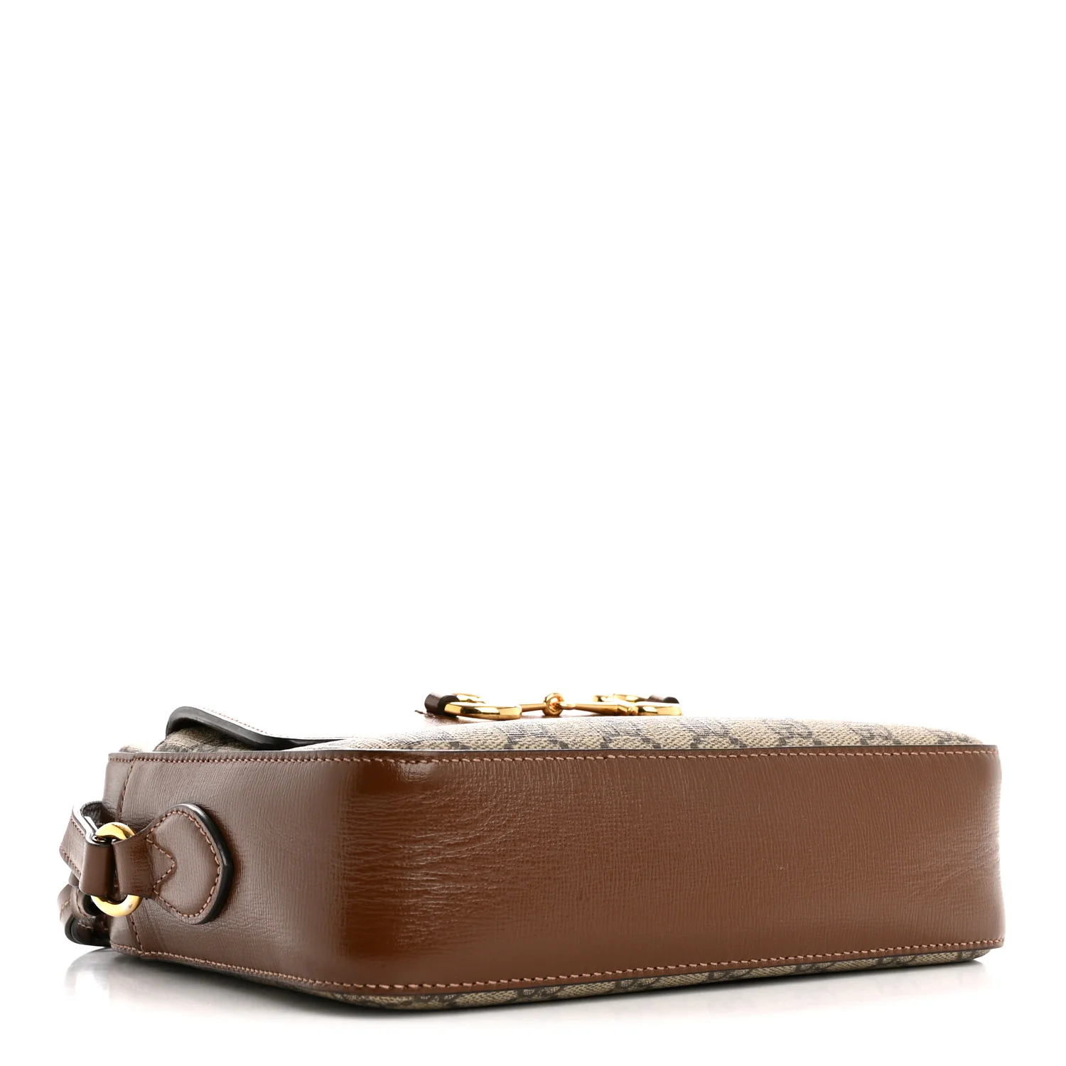 GG Supreme Monogram Small Horsebit 1955 Shoulder Bag Beige Brown Sugar