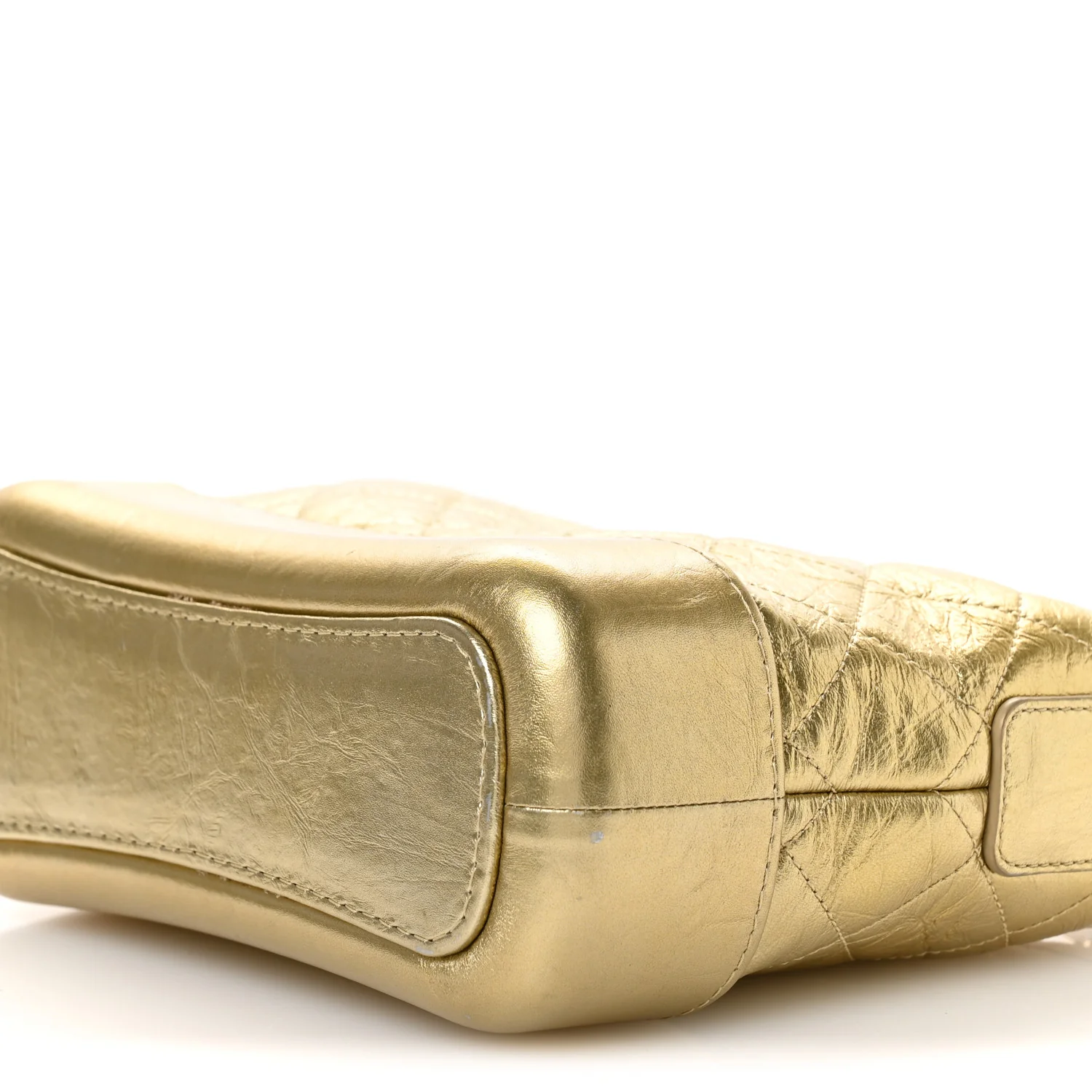 Metallic Aged Calfskin Quilted Small Gabrielle Hobo Gold
