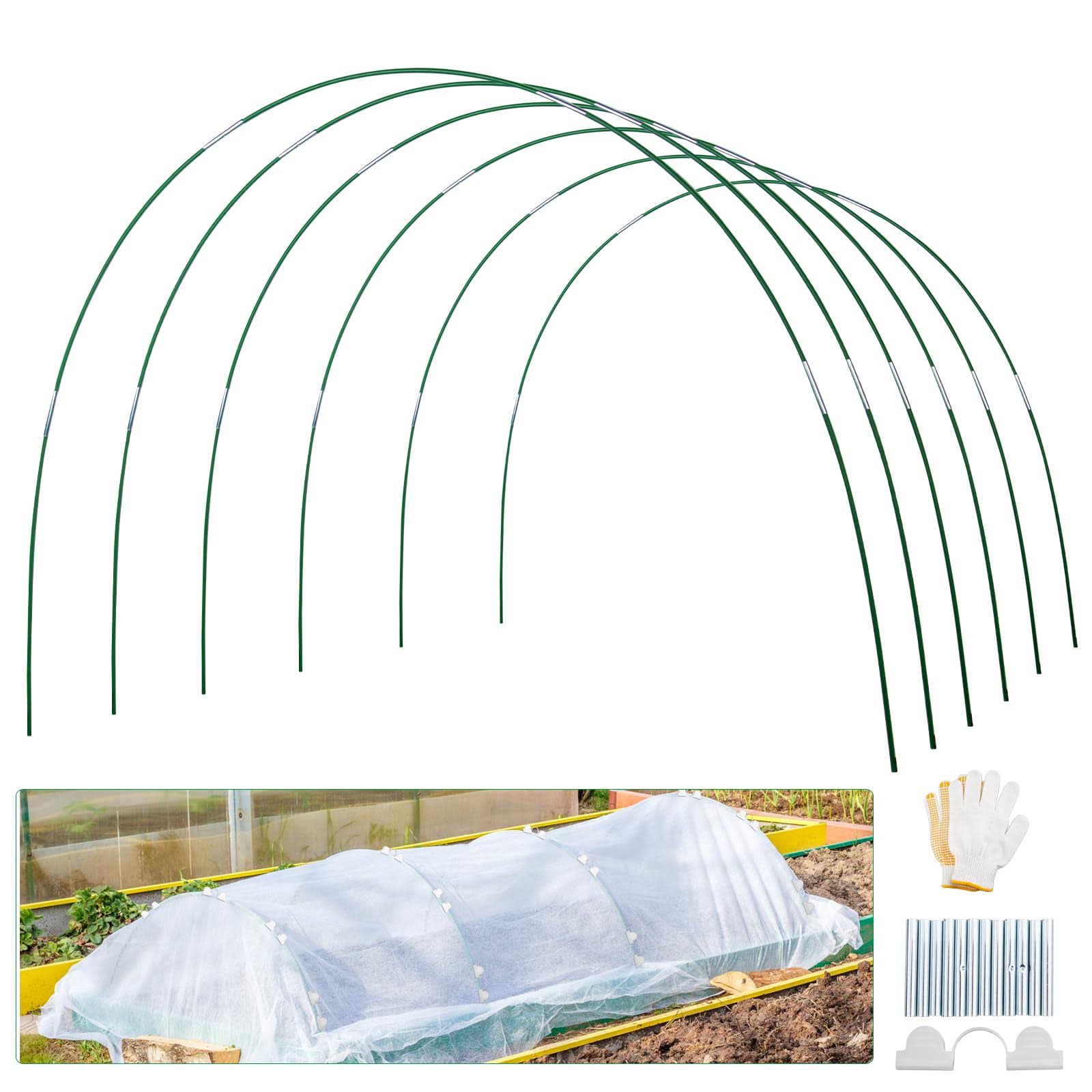 Greenhouse Hoops for Raised Beds, 6 Set 7ft Long DIY Grow Tunnel Garden Hoops for Raised Beds Garden Netting Row Cover, Rust-Free Fiberglass