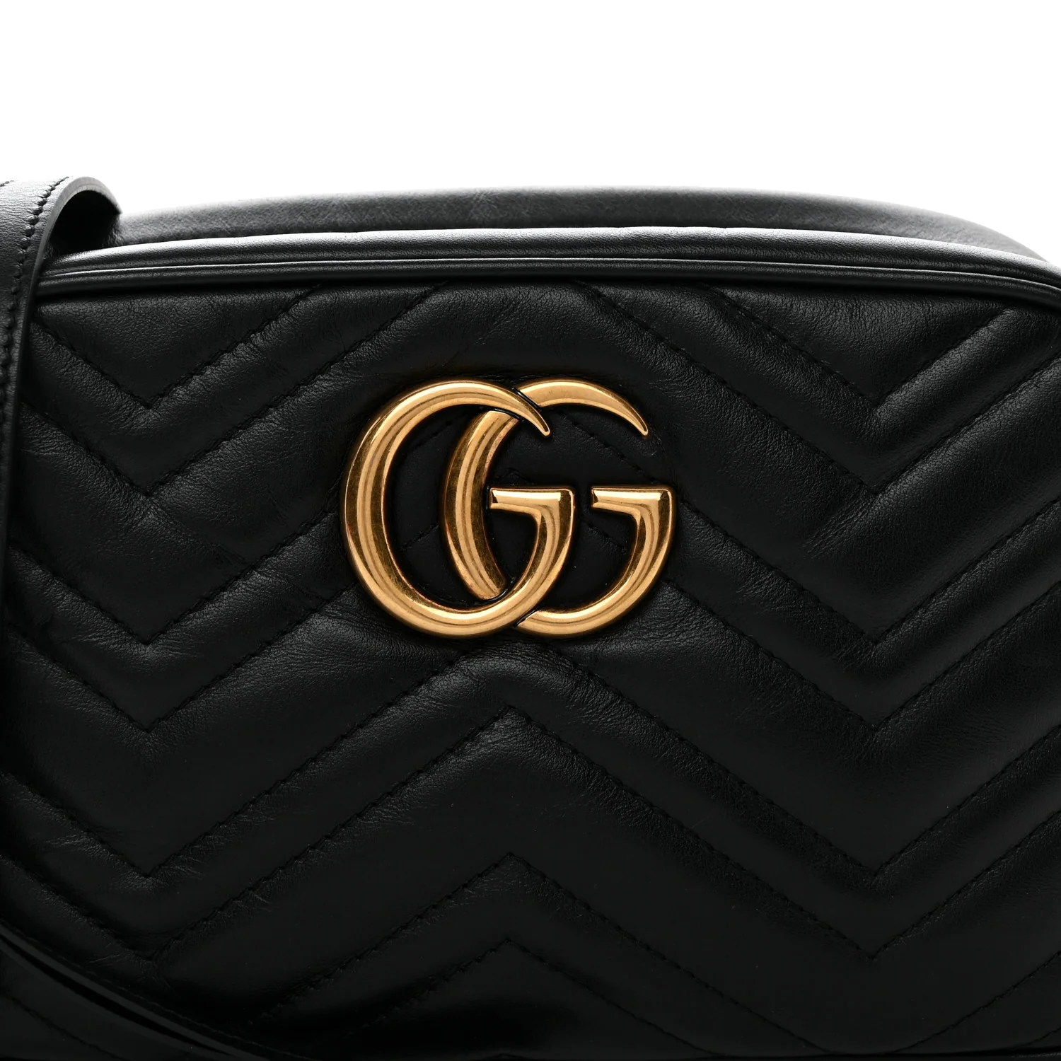 Calfskin Matelasse Small GG Marmont Chain Shoulder Bag Black