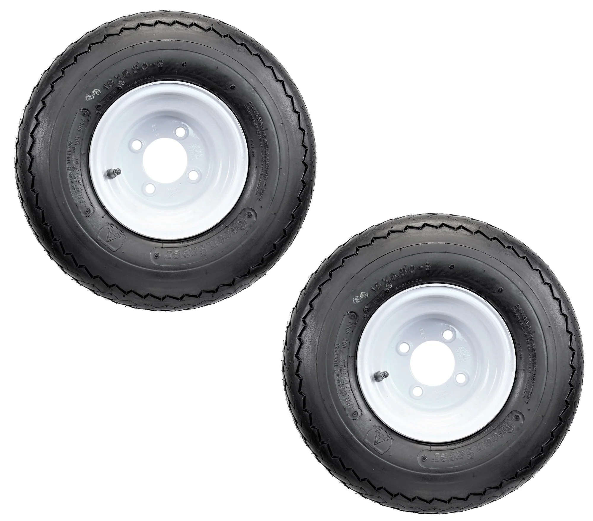 2 Pk eCustomrim 90002 Golf Cart Tires On Rims 18X8 50 8 18 x 8 50 x White 4 Lug