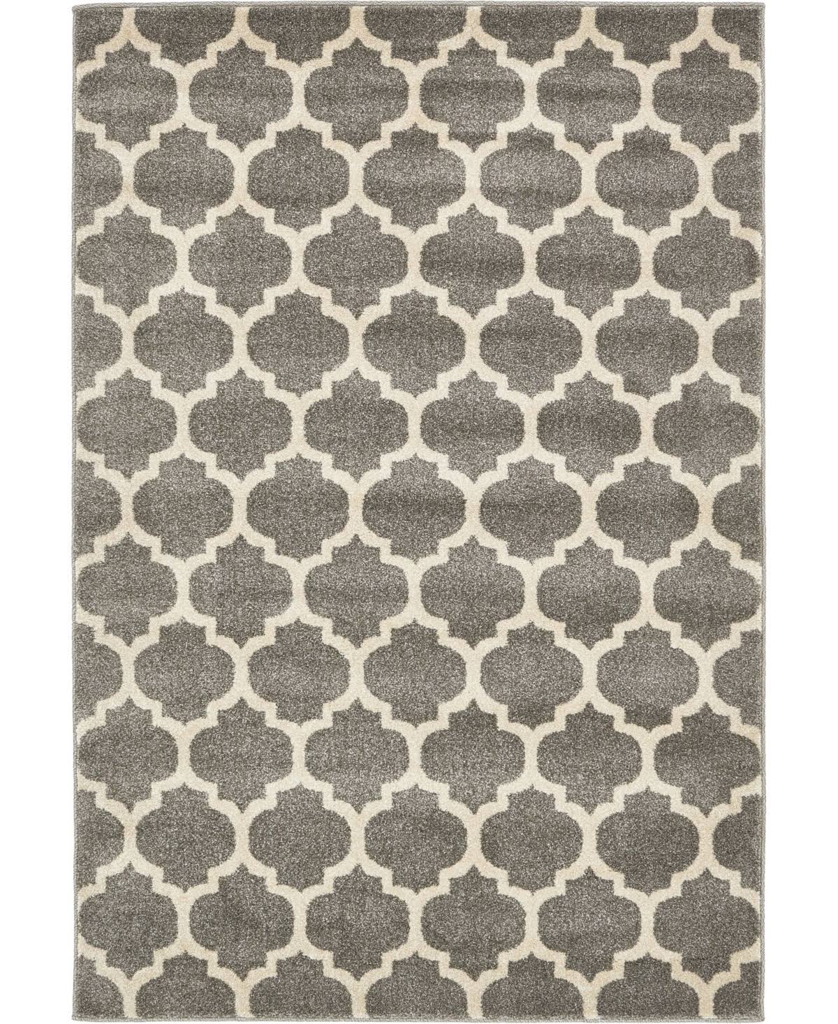 Unique Loom Philadelphia Trellis Area Rug - 4' x 6' Dark Gray