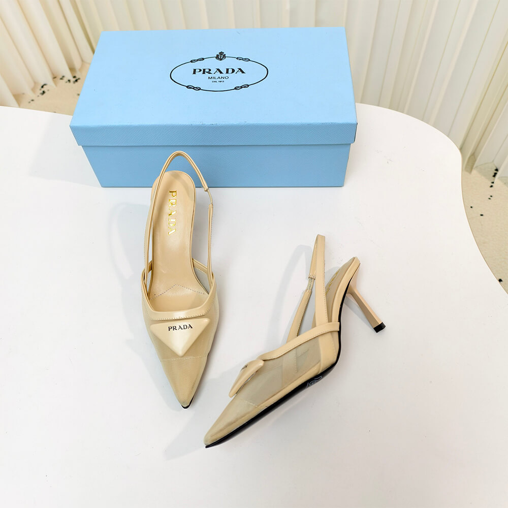 PRADA Mesh fabric slingback pumps
