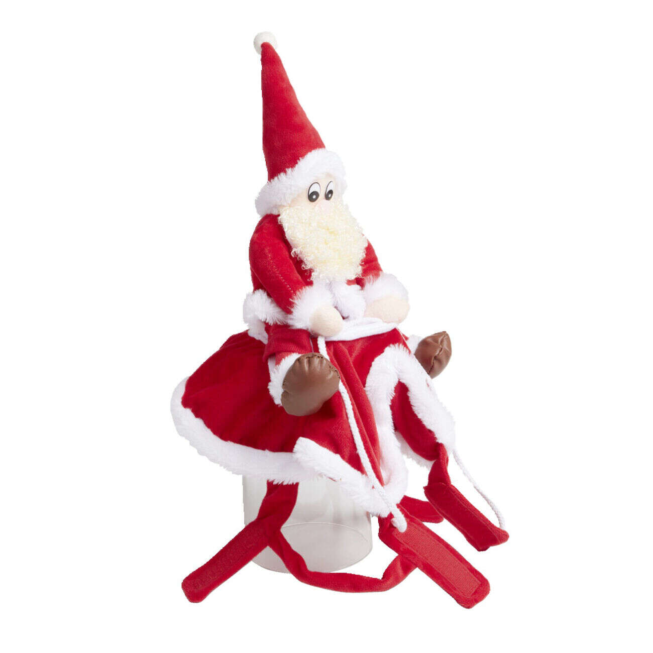 Déguisement chien Père Noël à califourchon rouge et blanc - Taille L