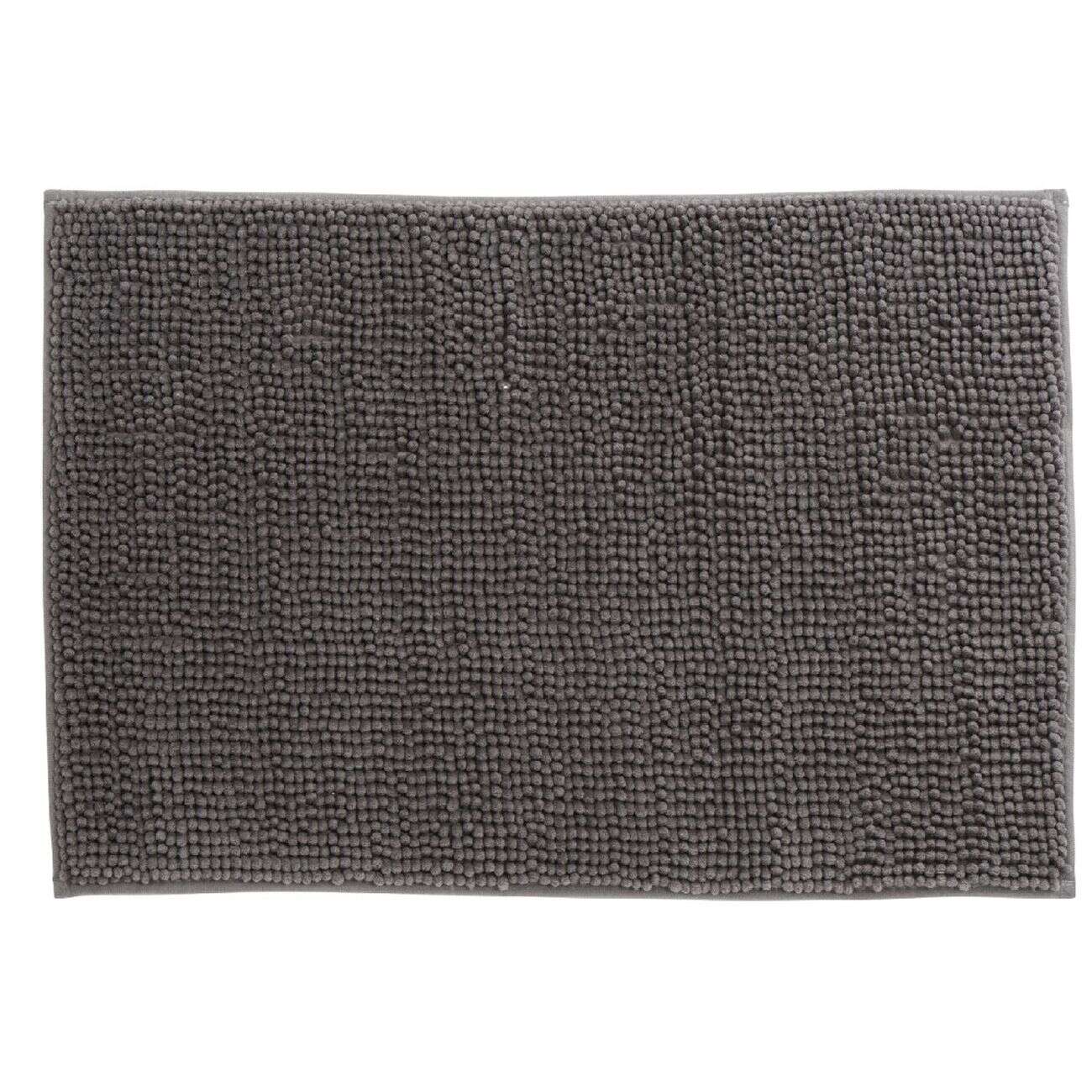 Tapis pour salle de bain chenille uni gris 45x65cm