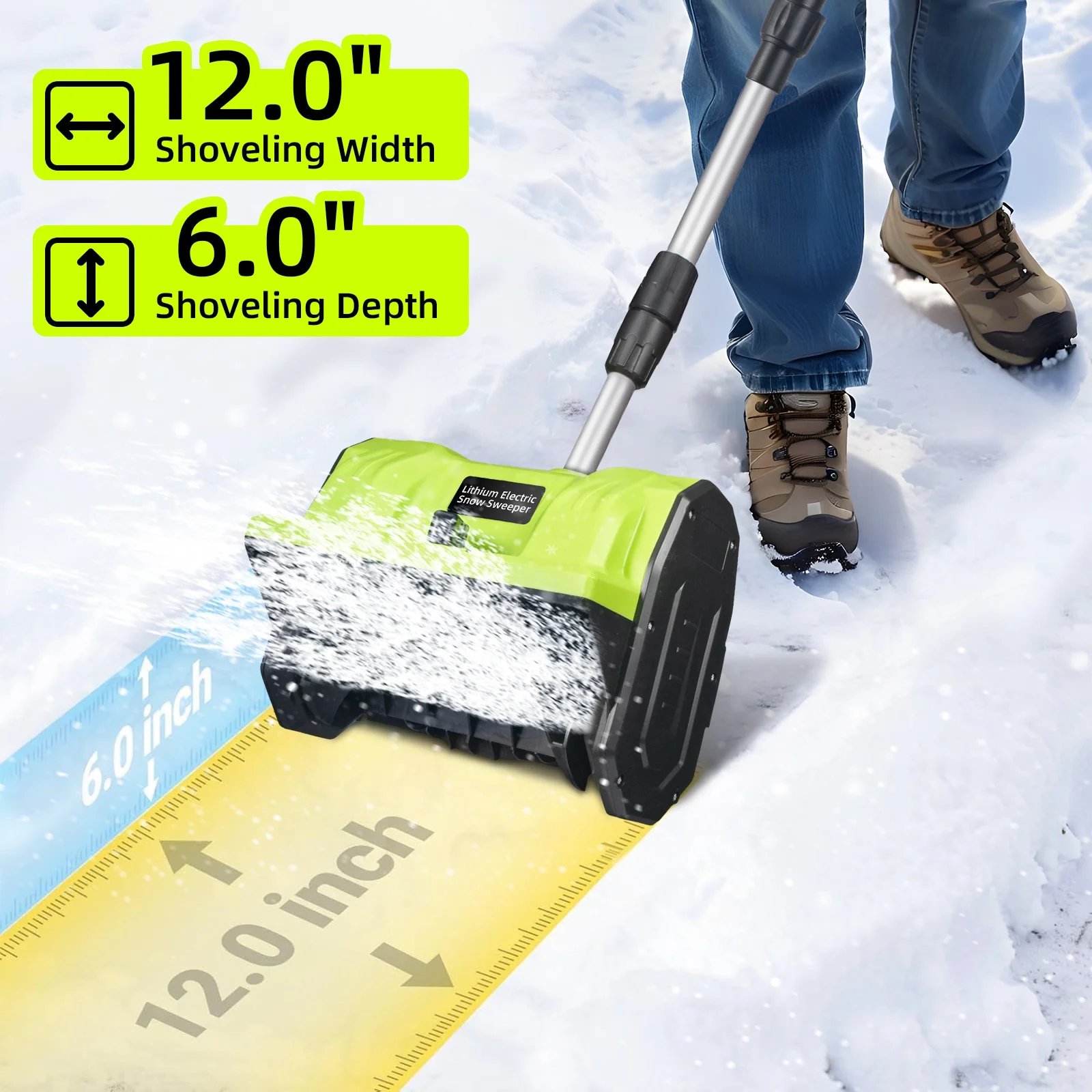 Cordless Snow Blower, 21V 12 Inch Electric Snow Shovel with 3000mAh Battery Fast Charger - Image 4
