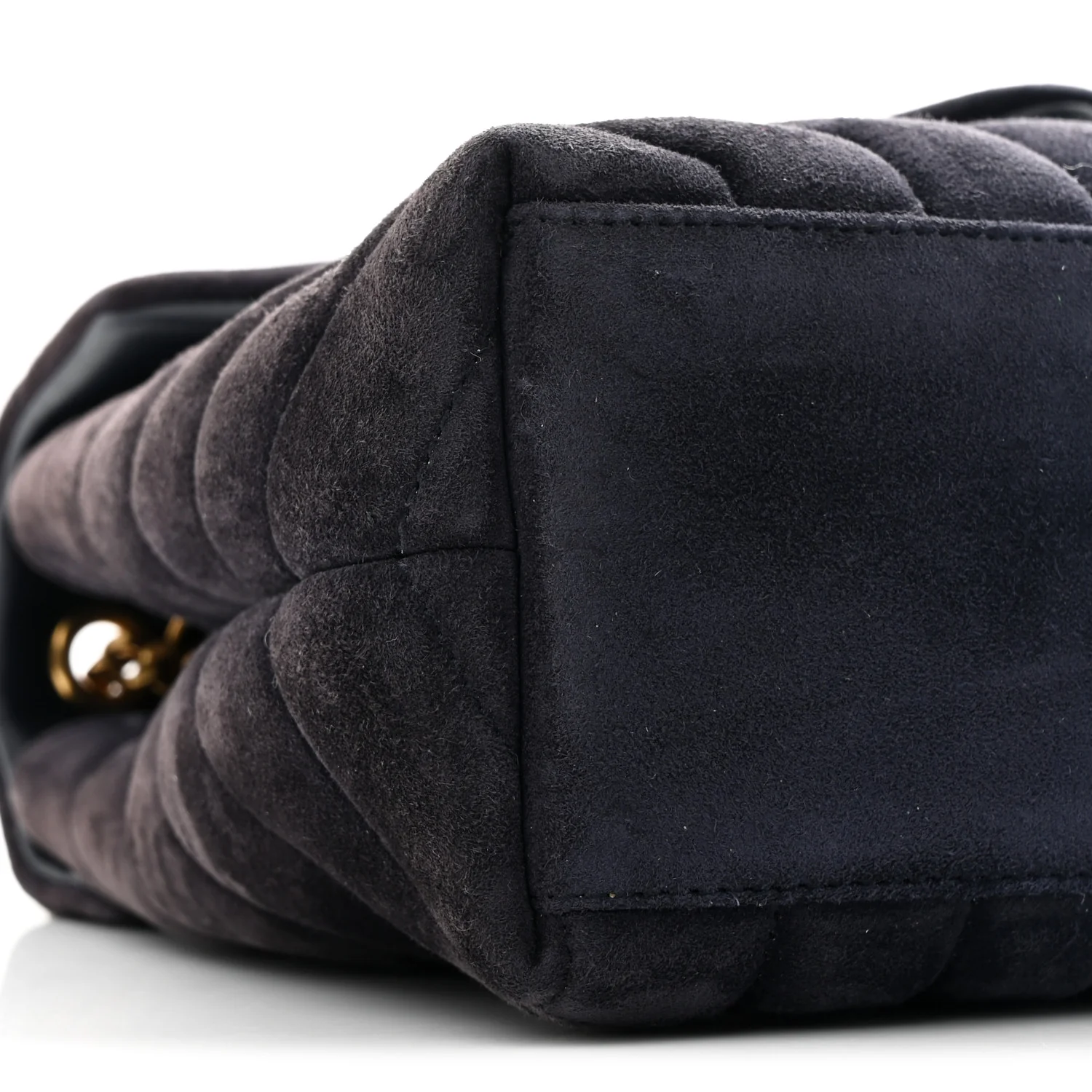 Suede Calfskin Y Quilted Monogram Small Loulou Chain Satchel Deep Marine