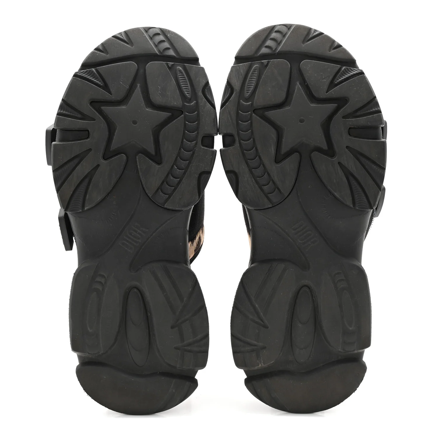 Technical Fabric Nylon Leopard Print D-Wander Slide Sandals 39 Black Brown