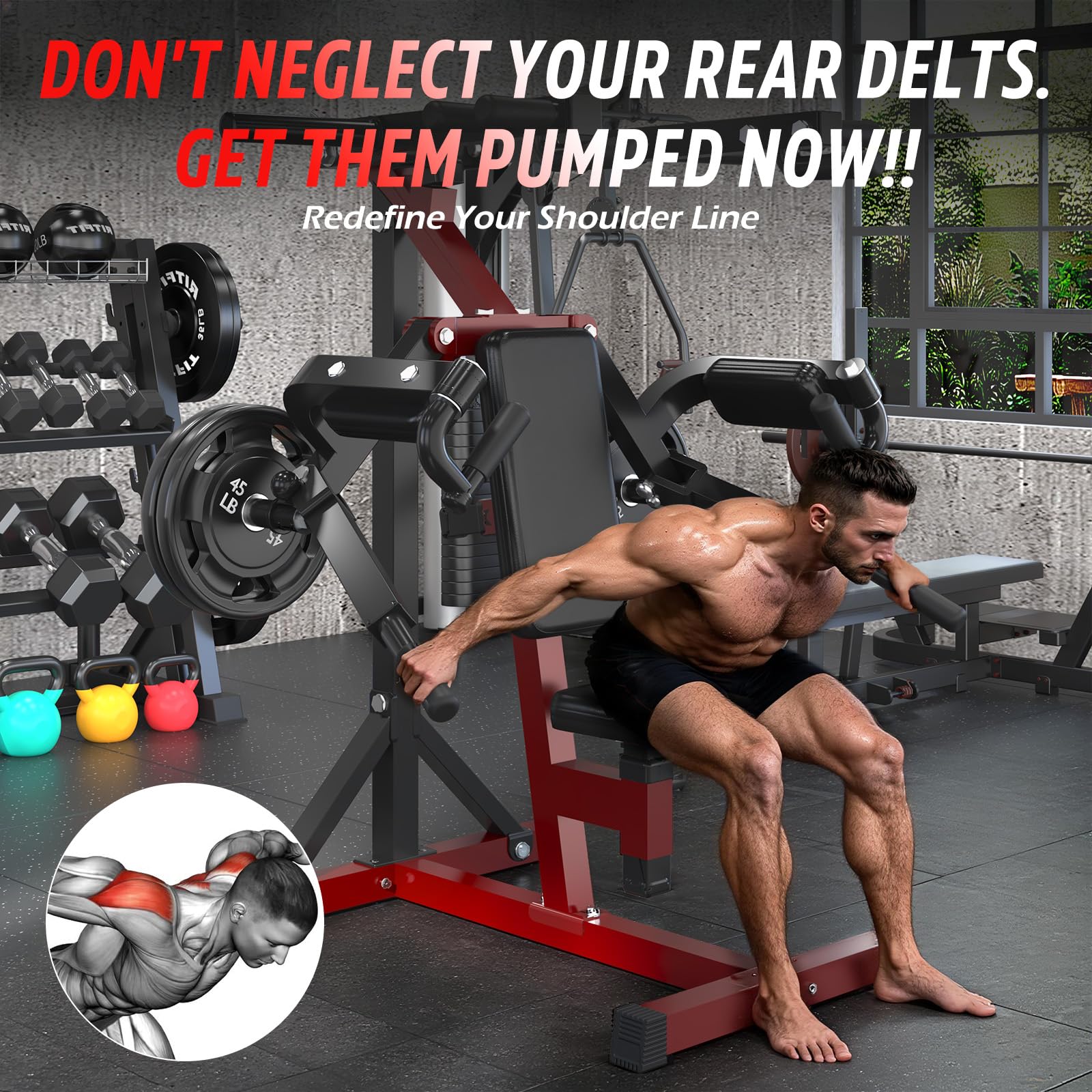 AECOJOY Deltoid and Shoulder Press Machine, 3-in-1 Shoulder-Specific Machine with Shoulder Press, Lateral Raise & Reverse Fly