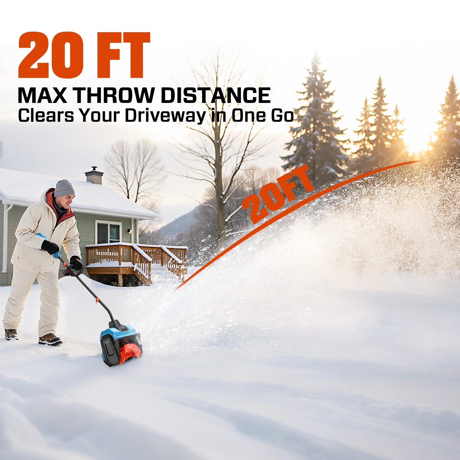 40V 13 inch Cordless Snow BlowersSnow Shovels with 2*4 0Ah Batteries 6 0Ah Dual Port Charger,6��Clearing Depth, 22ft Throw Distance, 2 Speed Mode(13") Image 4