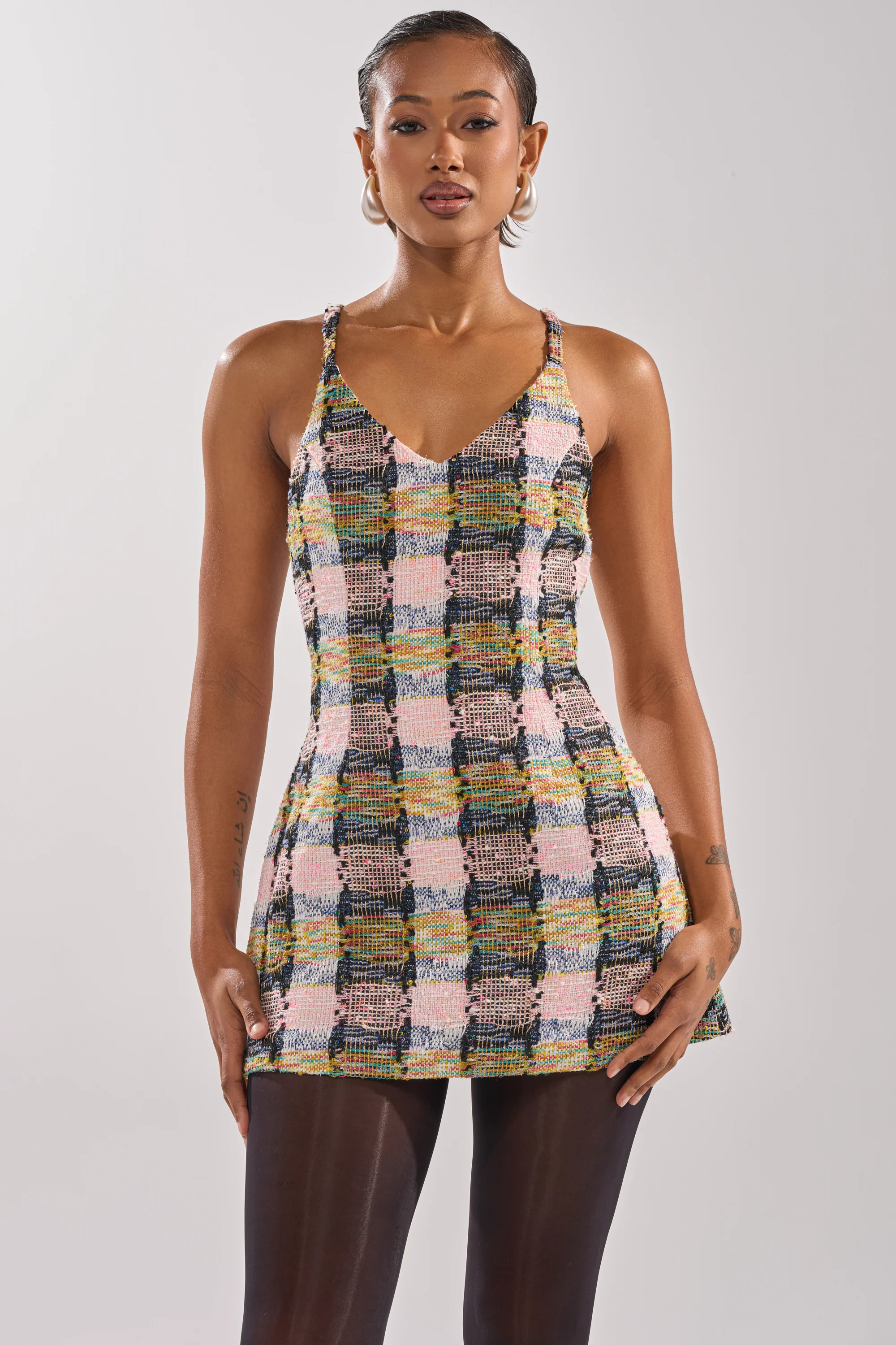 MAIN SQUEEZE TWEED MINI DRESS - Akira Store