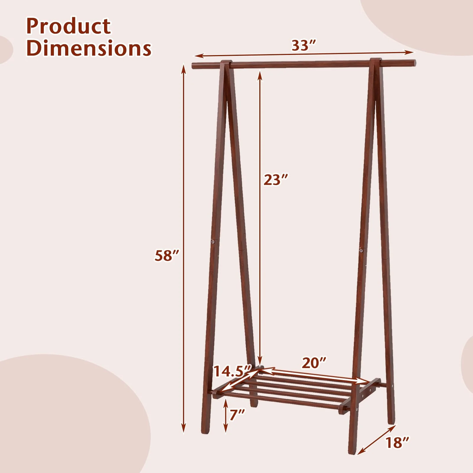 Tangkula Folding Rubber Wood Clothes Hanging Rack