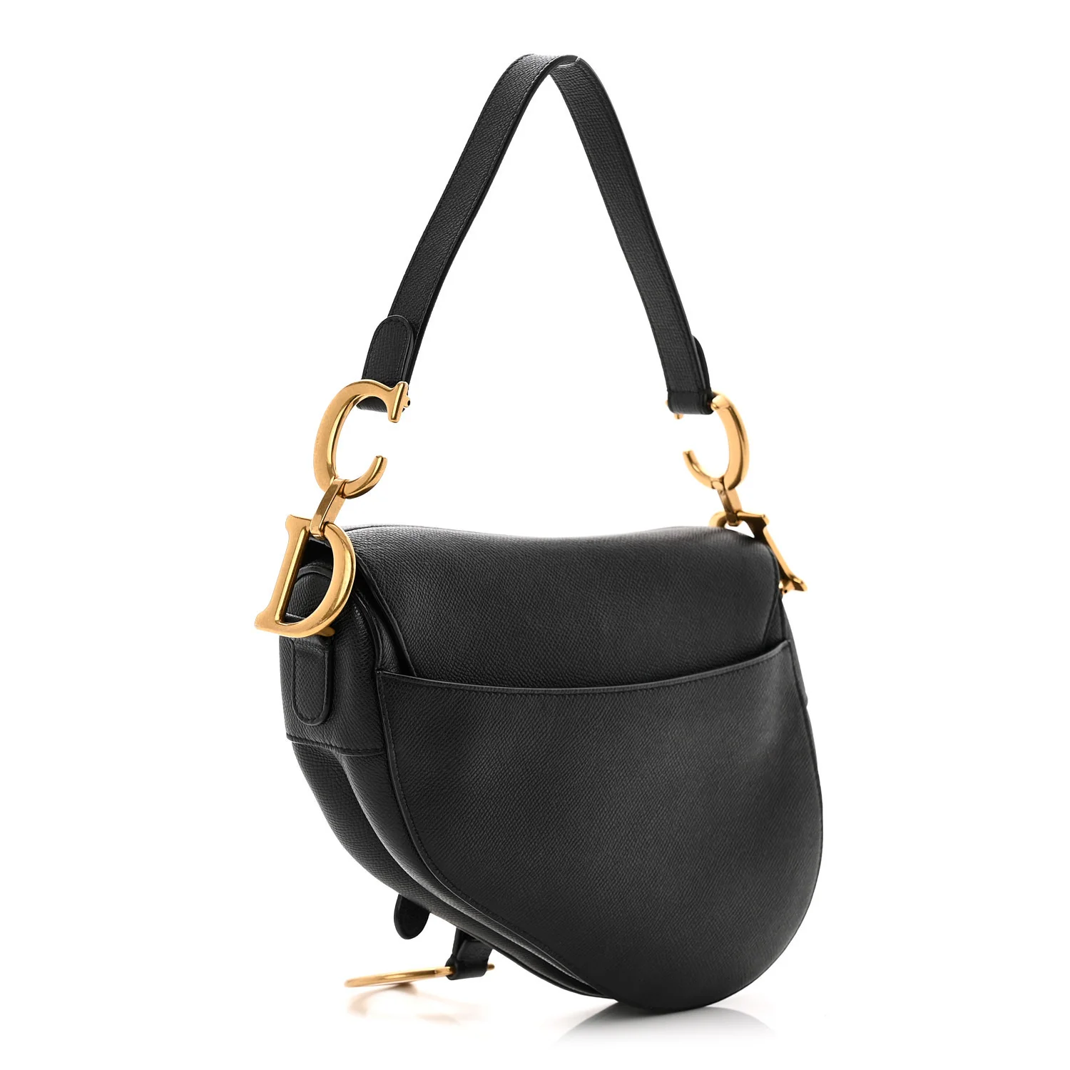Grained Calfskin Saddle Bag Black