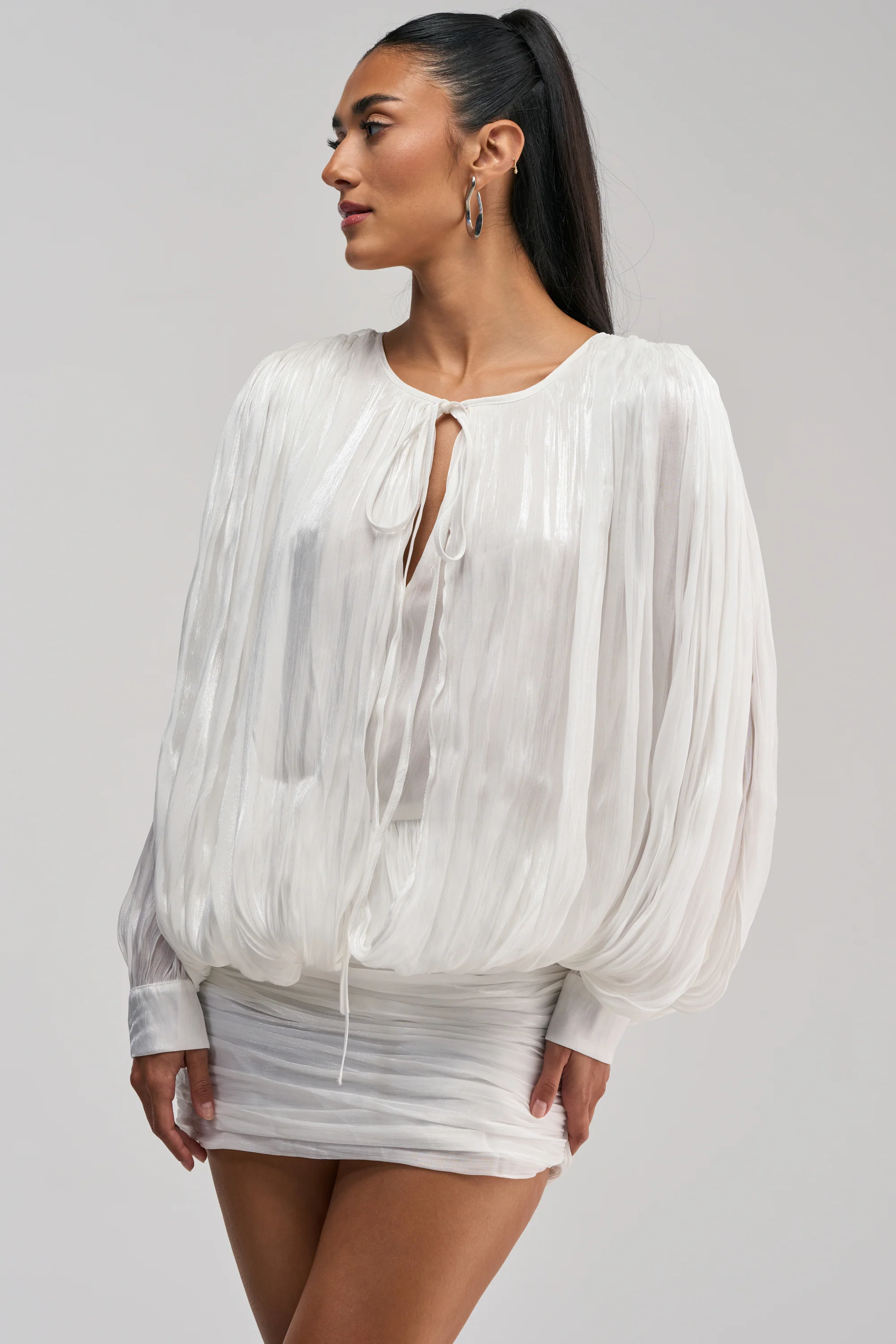 CLASSY AND CUTE CHIFFON MINI DRESS IN WHITE - Akira Store