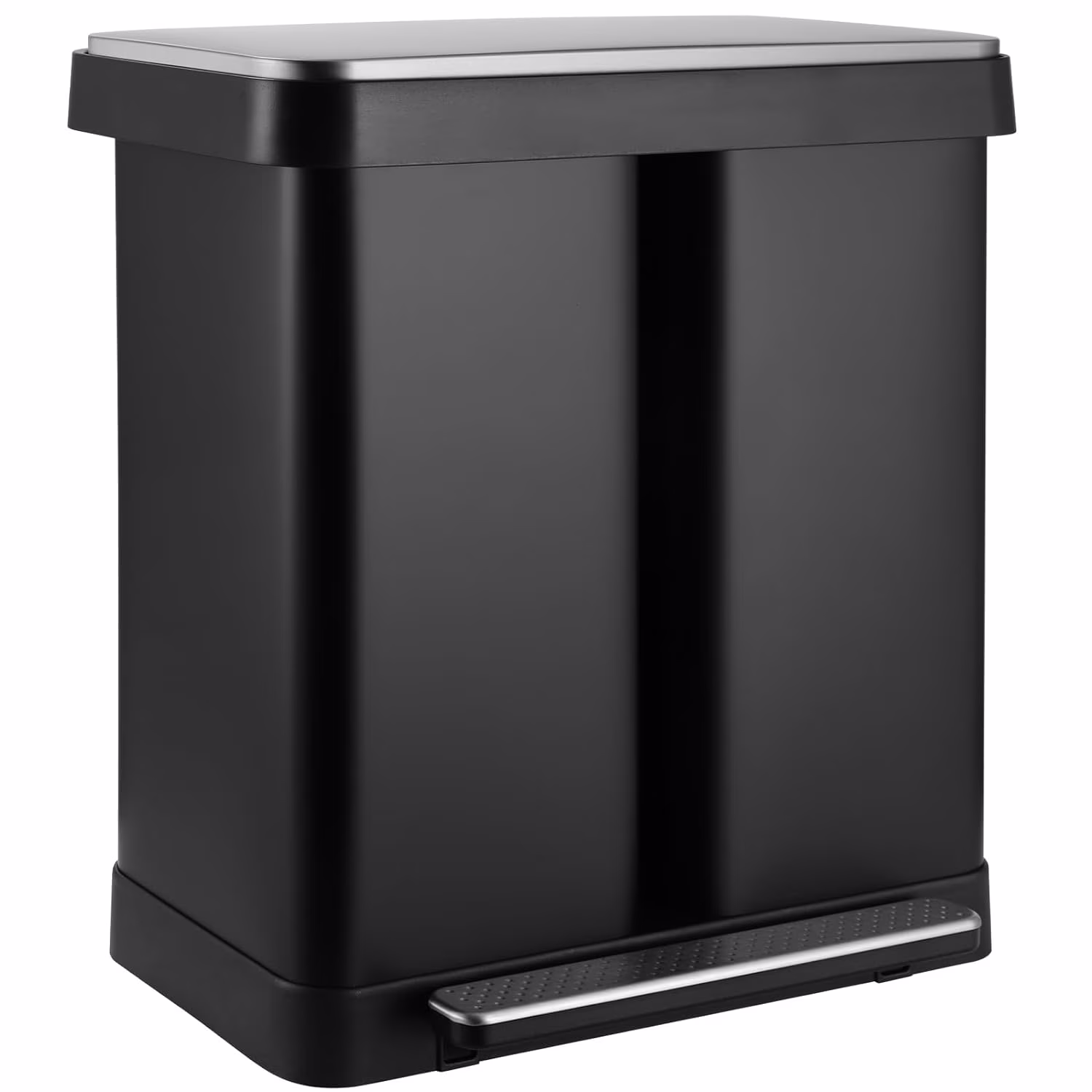 16 Gallon / 60L Dual Trash Can, Stainless Steel Kitchen Garbage Can with Soft-Close Lid, Home Office Classified Recycle Bin(Silver) - Image 3