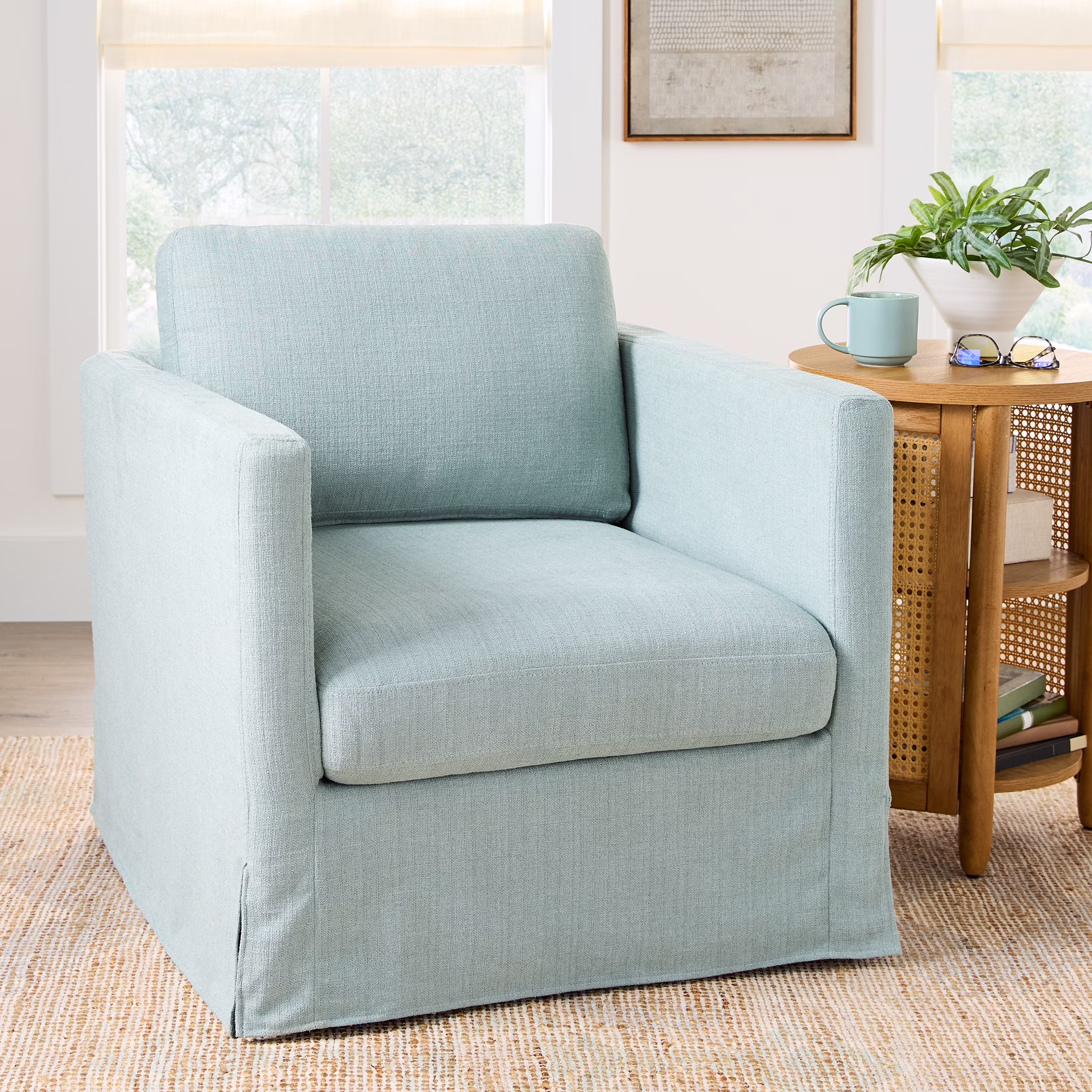 Better Homes & Gardens Waylen Swivel Accent Chair, by Dave & Jenny Marrs, Cream