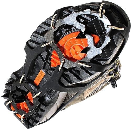 18-Teeth Anti-Slip Ice Snow Grips, Shoe Boot Traction Cleats, Durable Winter Safety Ice Cleats for Hiking Walking Outdoor
