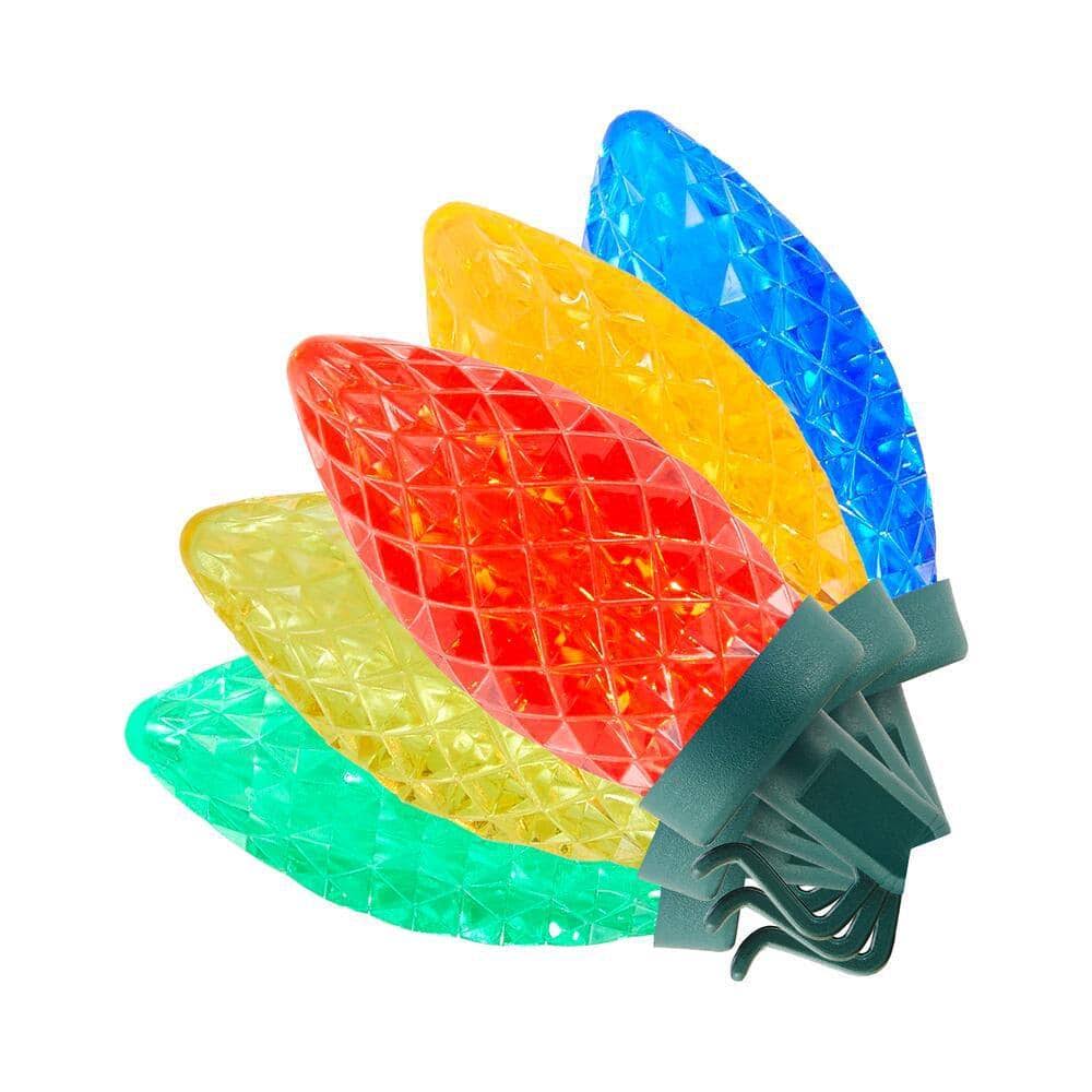 Home Accents 25 Multi Color C9 LED Lights Faceted New