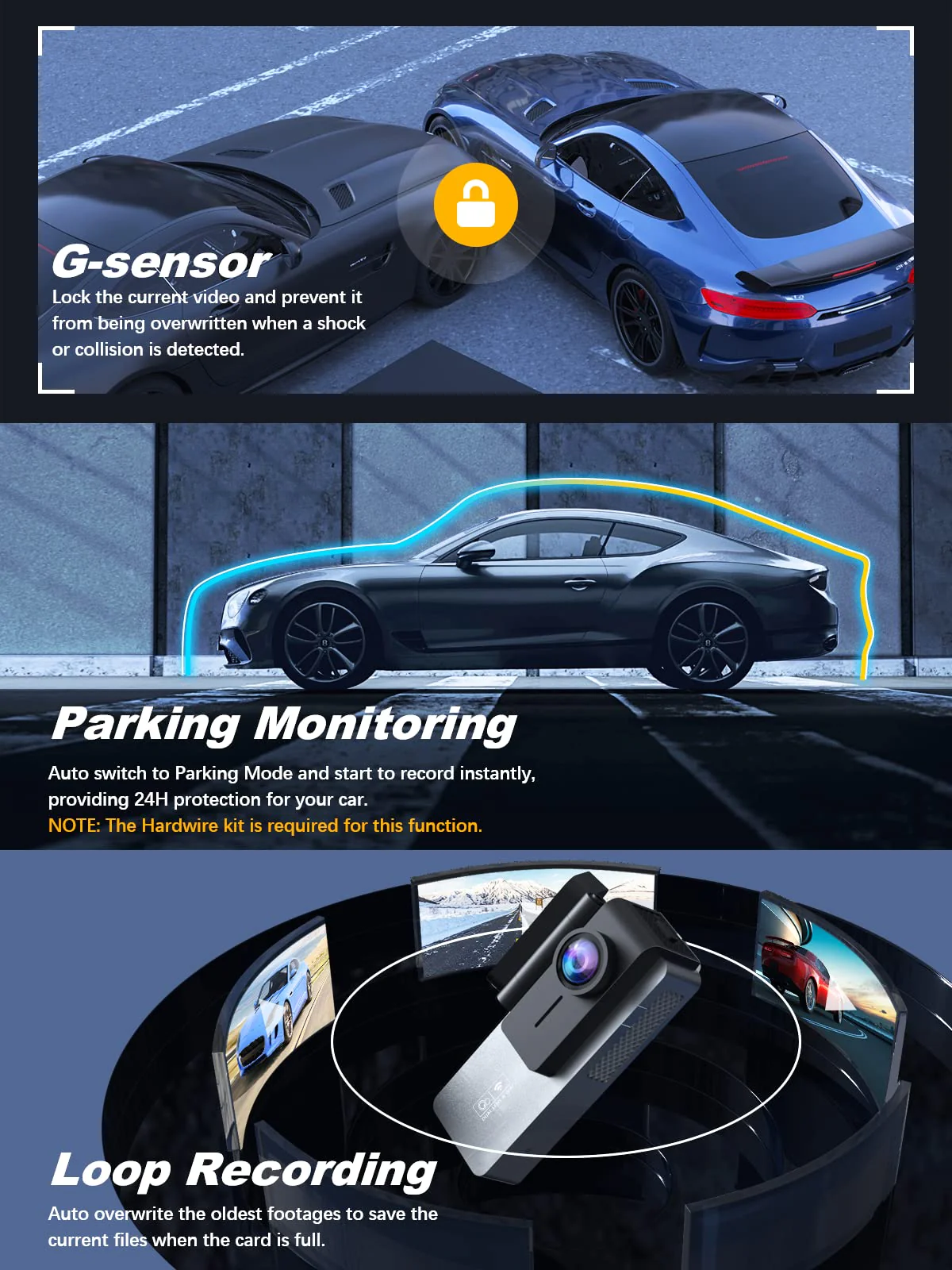ARIFAYZ Dash Cam Front and Rear 2K+1080P with 64GB SD Card