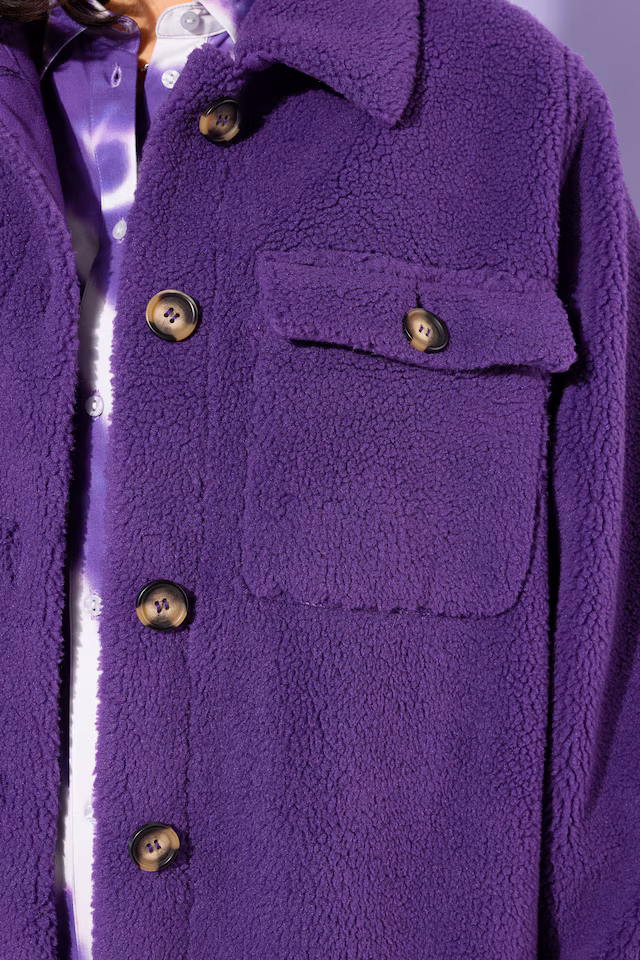 Purple Oversized Teddy Fleece Coat