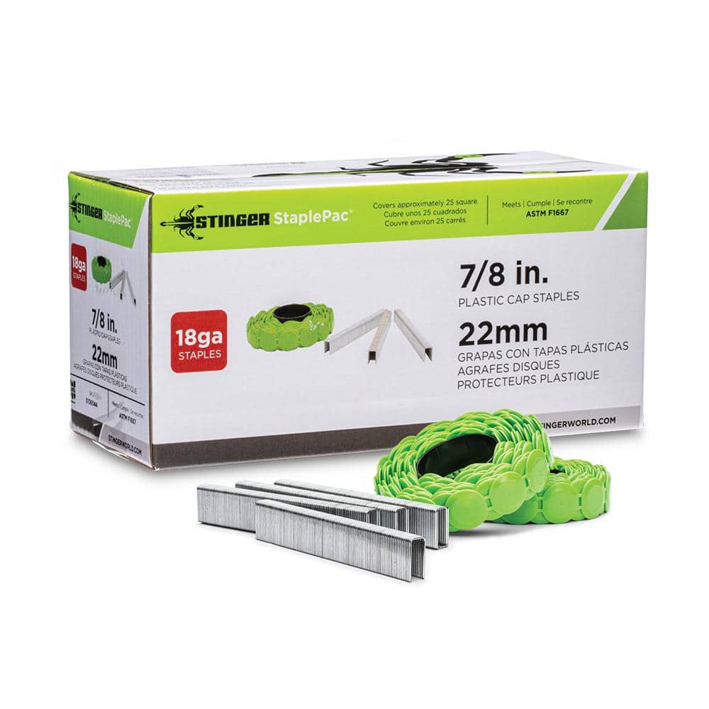 Crossfire / Stinger 7/8 in. StaplePac Plastic Cap Staples, 2,000/Box