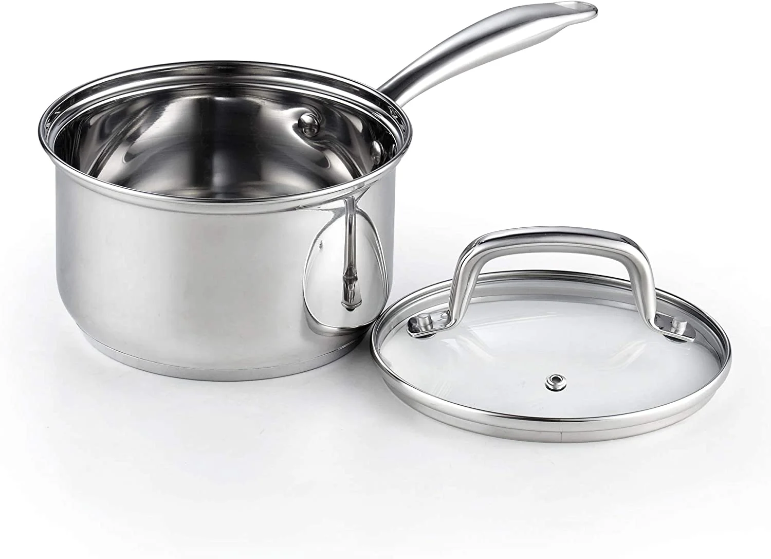 Cook N Home Pots and Pans Stainless Steel, 8 - Piece Induction Pot Kitchen Cookware Set, Silver, Oven Safe