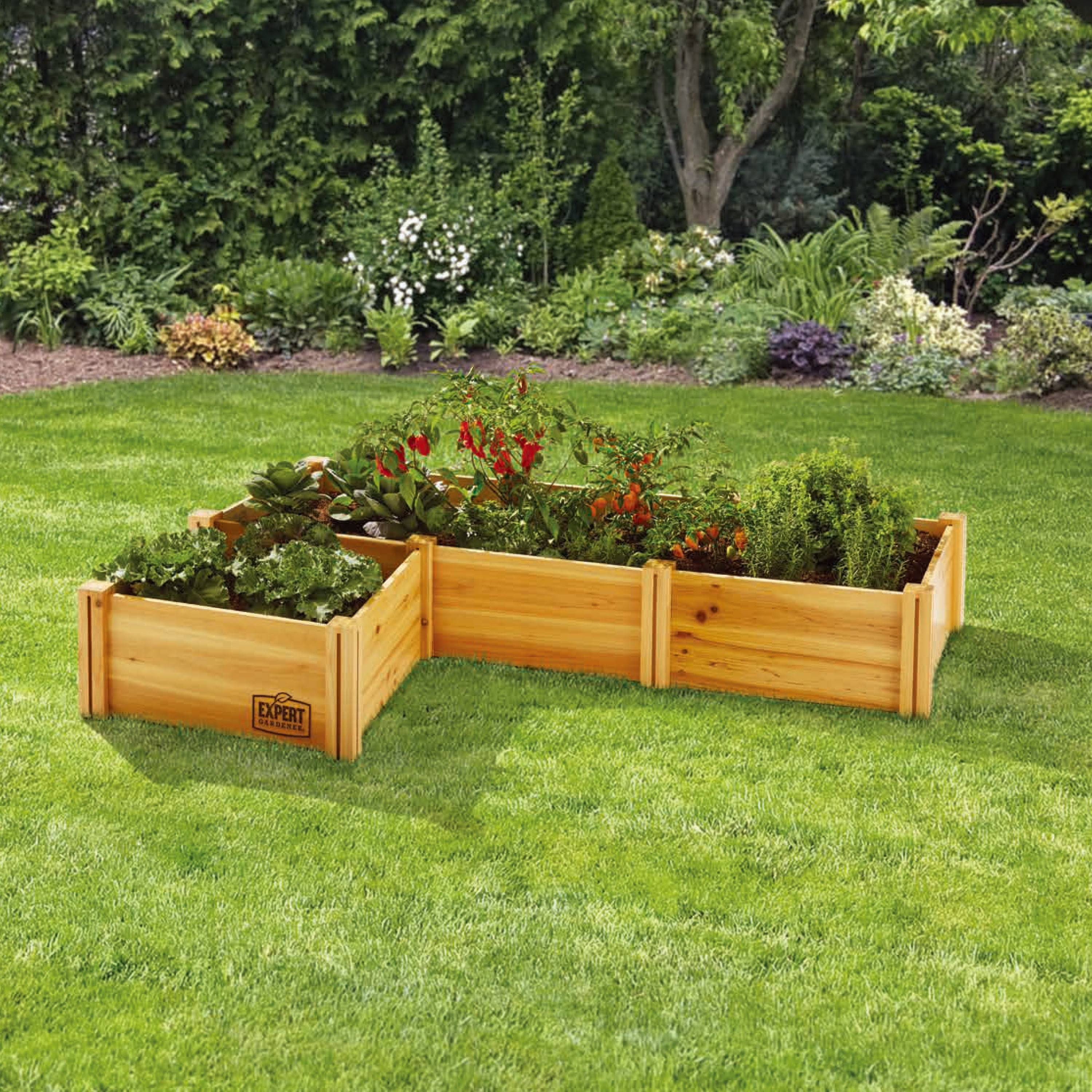 Expert Gardener 4408188 Wood Garden Bed, 7.4 ft L x 2 ft W x 10.6 in H
