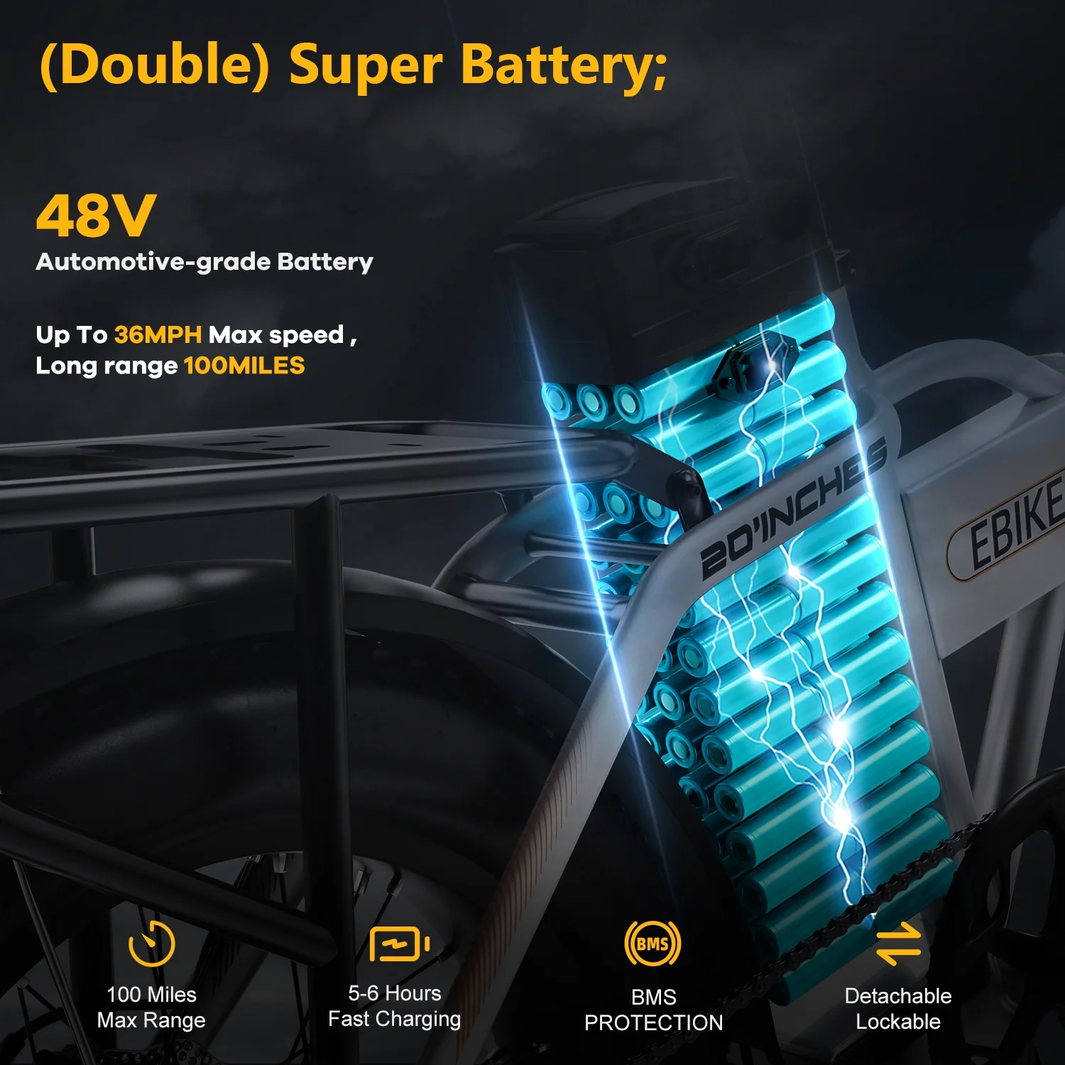 1000W Foldable ebike for adult 80+miles 28+mph battery removable 20 inch fat tyre ebike for all terrain - Image 3