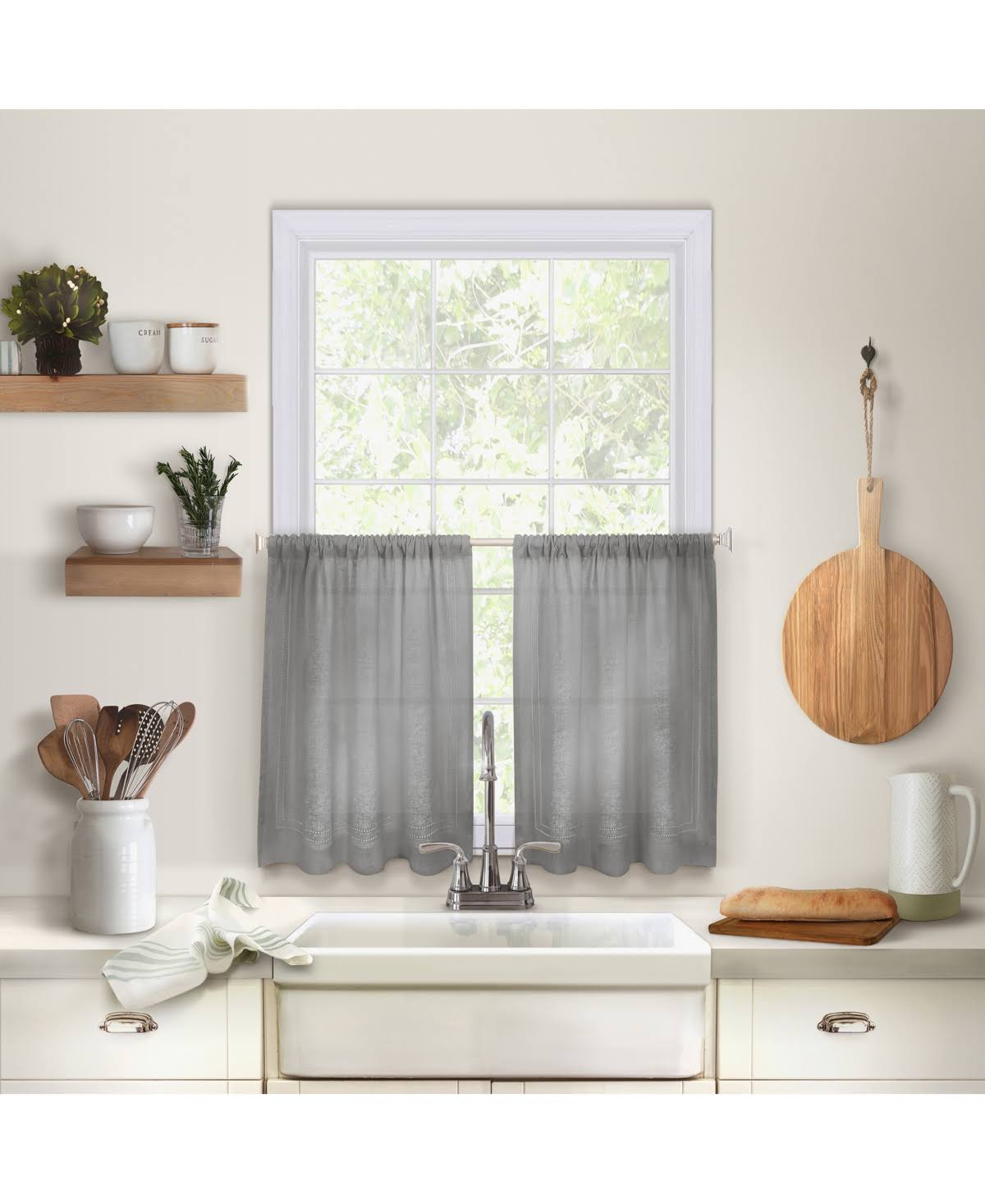 Elrene Home Fashions 026865885286 Cameron Kitchen Tier,Gray,30